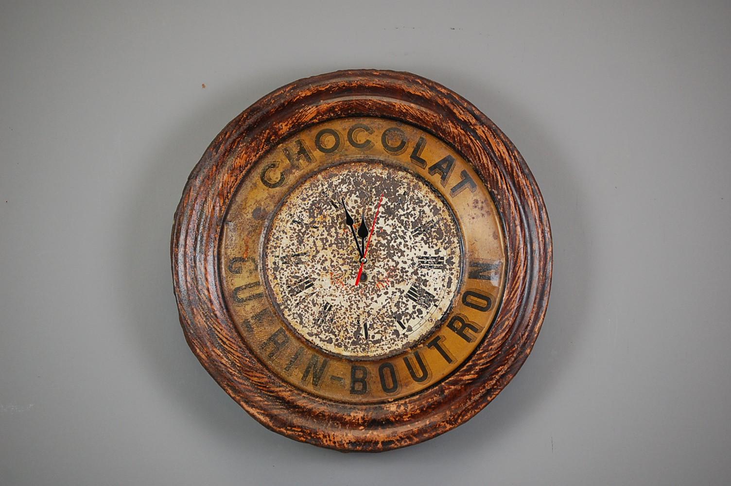 20th Century Original French Chocolat Guerin Boutron Advertising Clock