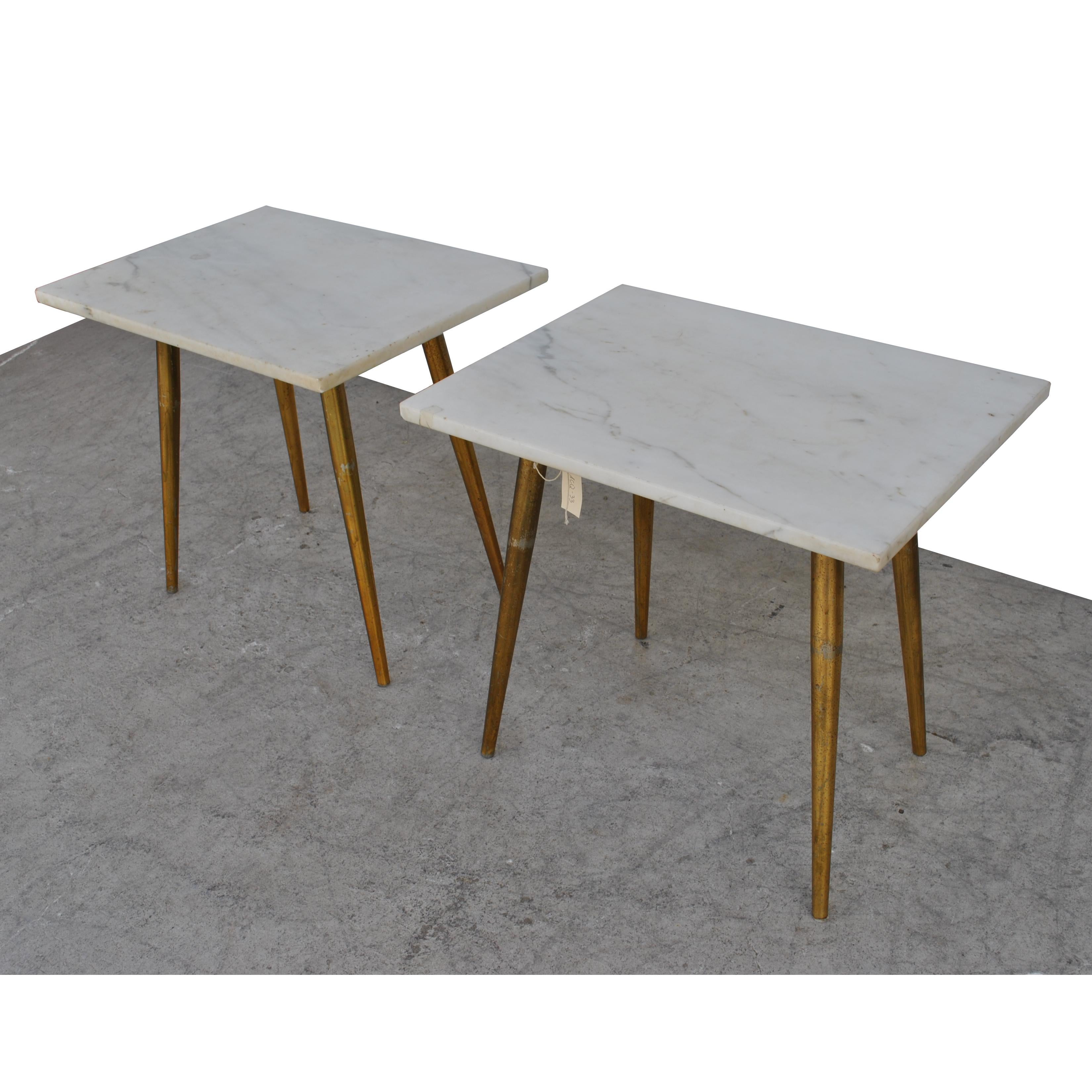 Pair of Midcentury Marble Italian Side Tables In Good Condition In Pasadena, TX