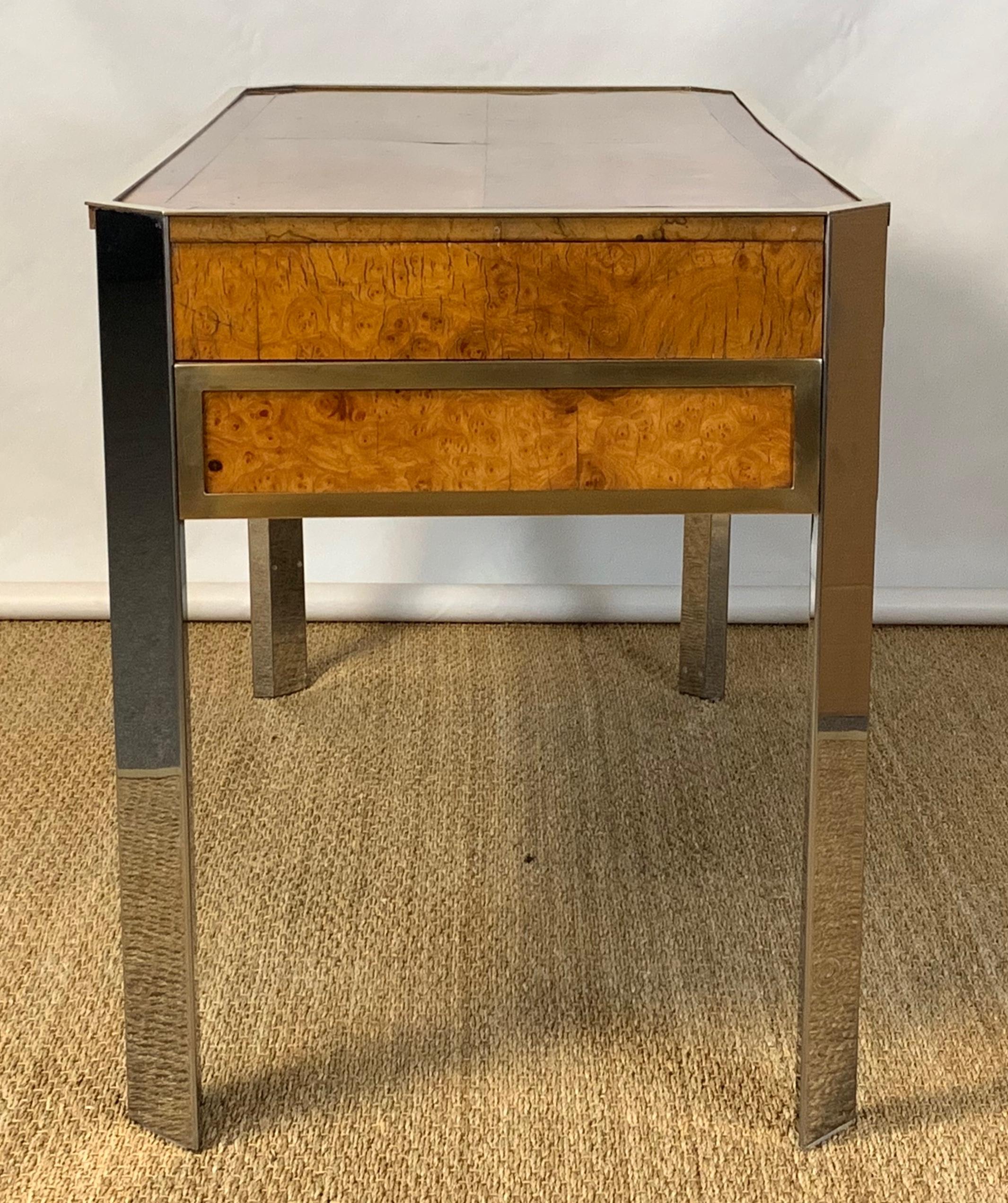 Late 20th Century Gucci Style Italian Chrome and Brass Desk