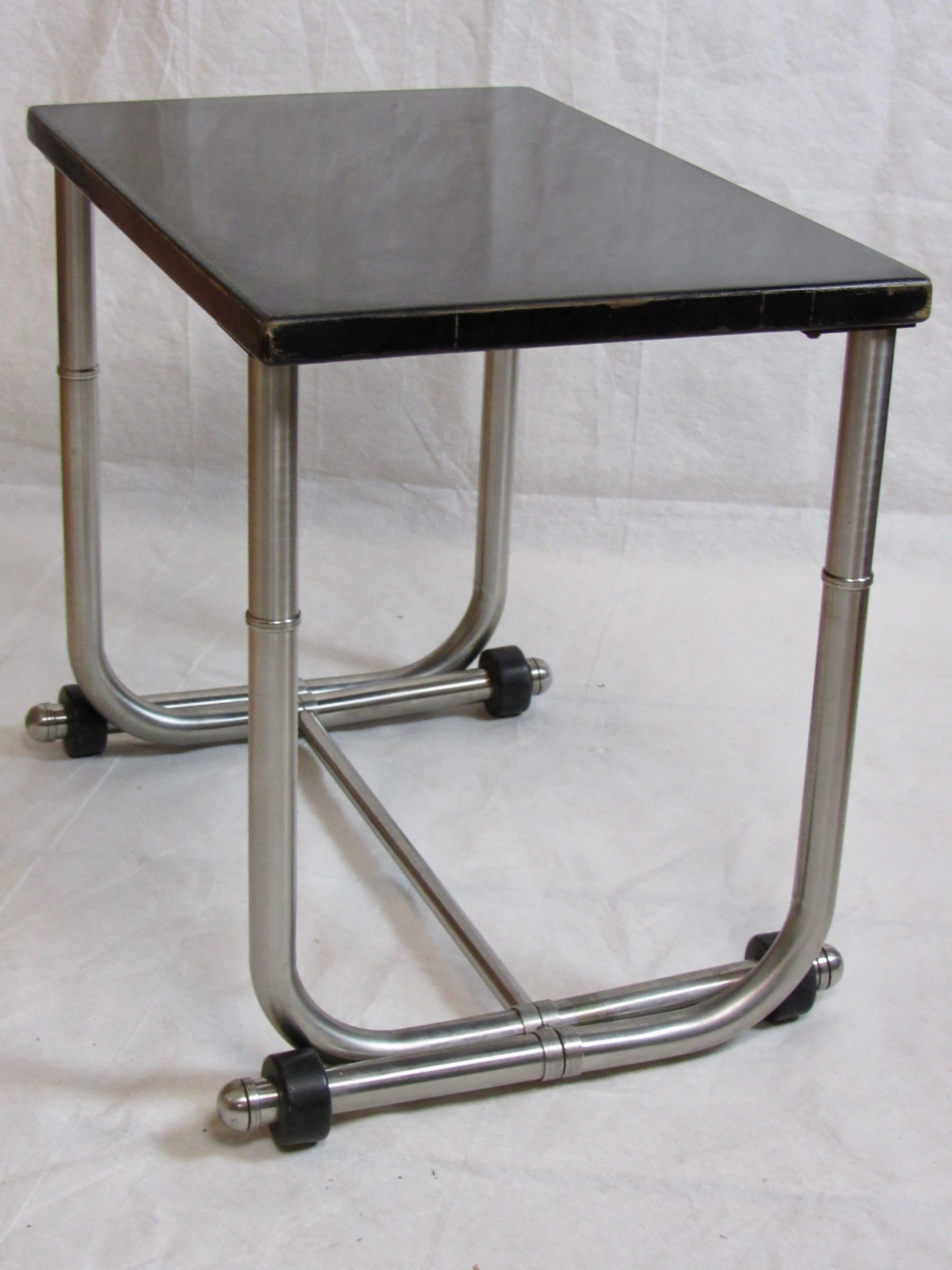 Machine-Made Unique Side Table Warren McArthur Stainless Steel Frame, 1934-1935