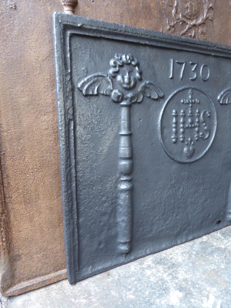 18th Century and Earlier 18th Century French Louis XIV 'Pillars with IHS Monogram' Fireback