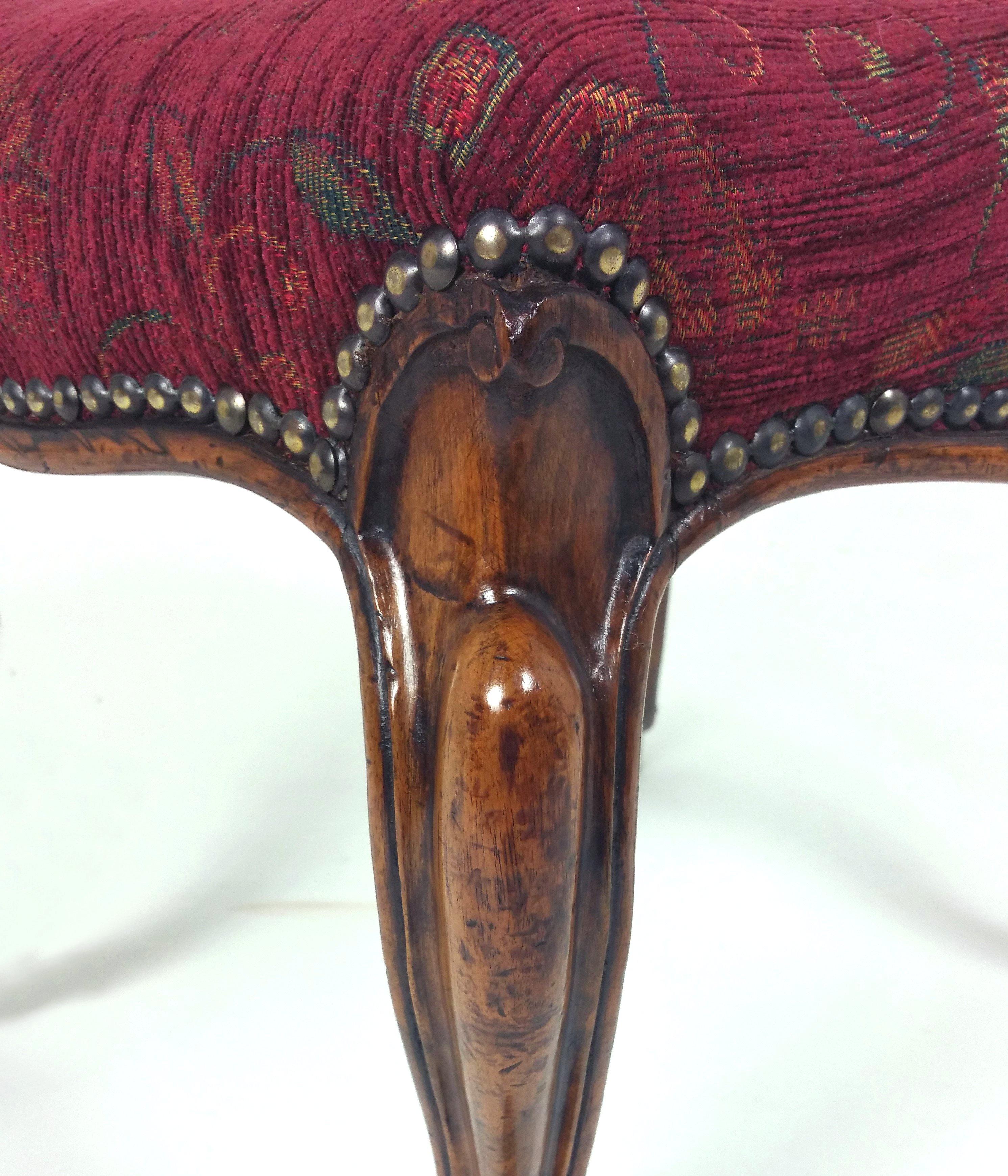 19th Century Pair of Victorian Carved Walnut Stools
