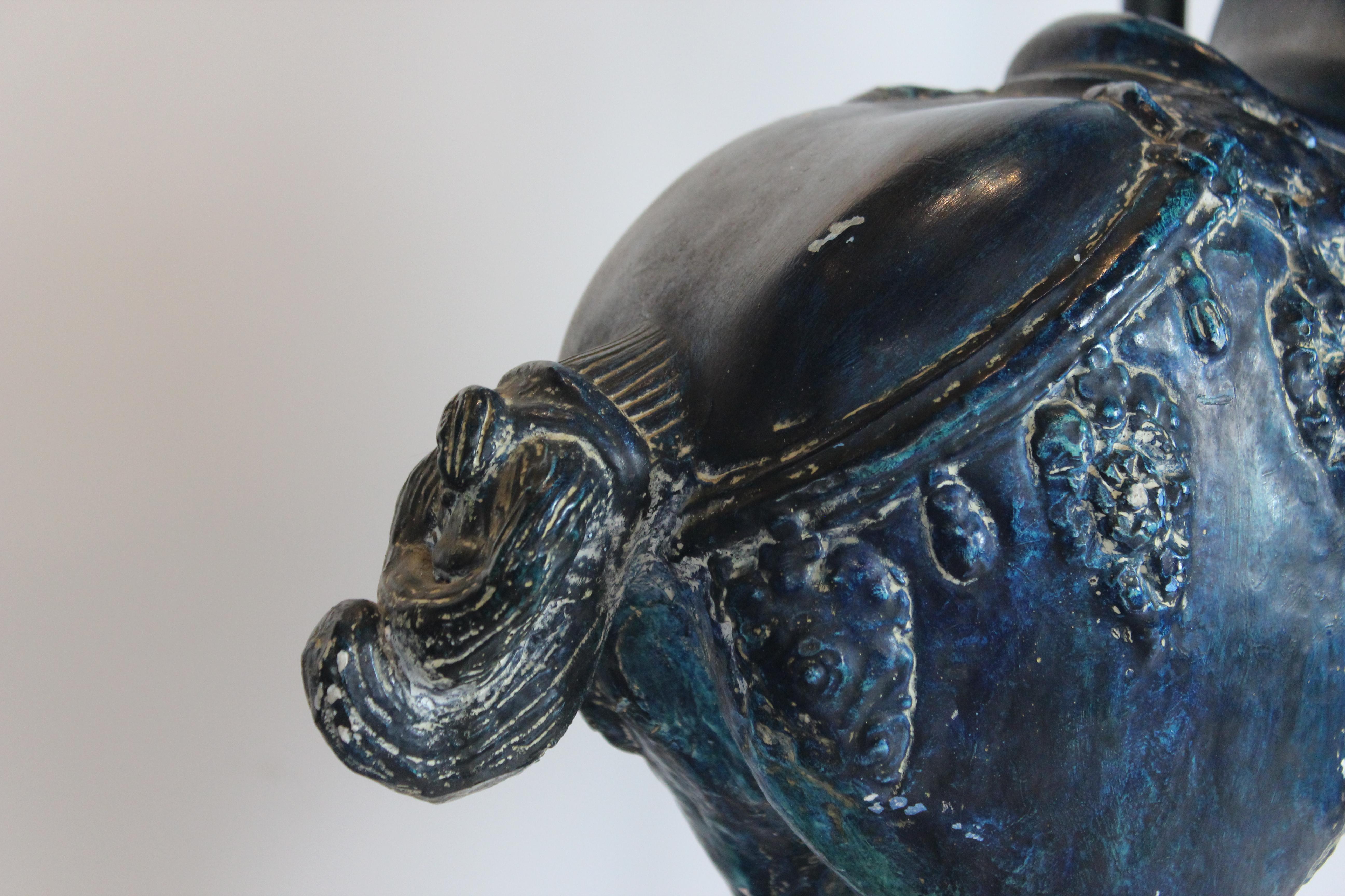 Pottery Blue Horse Lamp