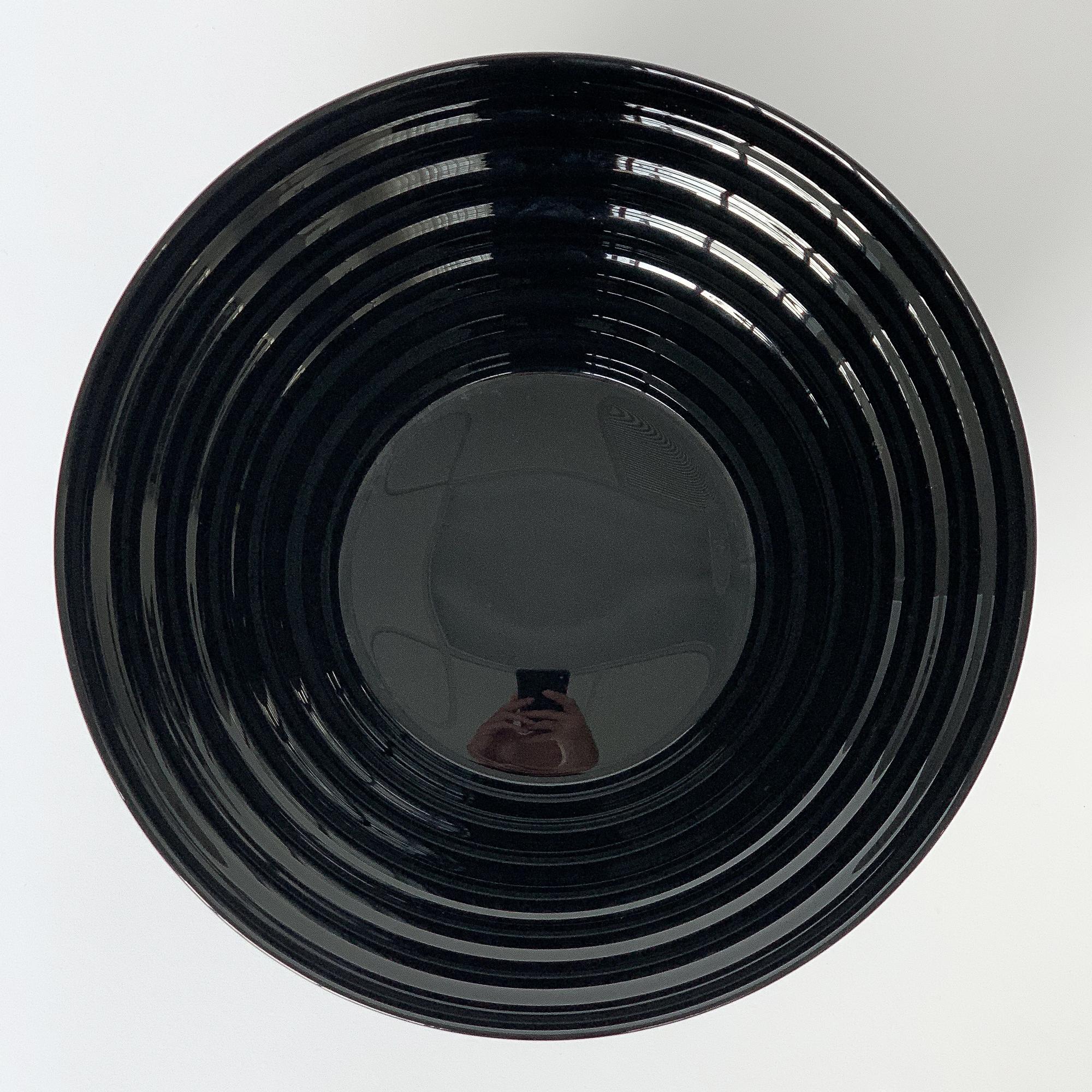 Late 20th Century Modernist Italian Stepped Black Glass Bowl