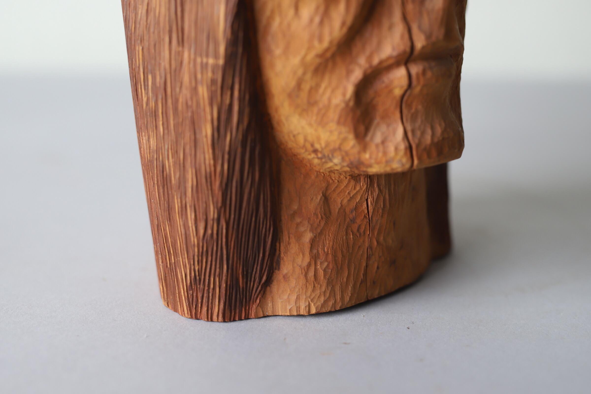 20th Century Hand Carved Wood Head