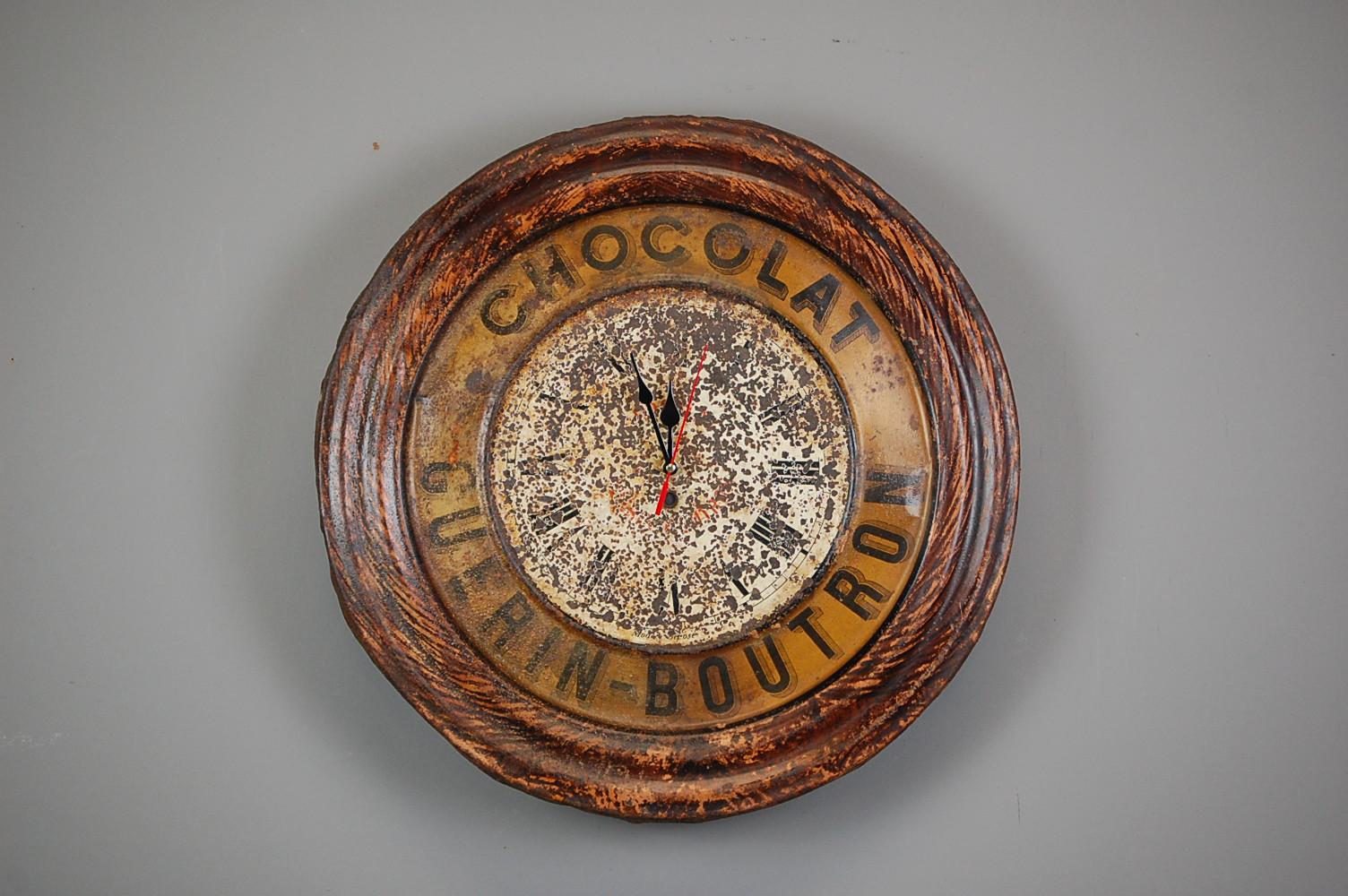 Original French Chocolat Guerin Boutron Advertising Clock 1