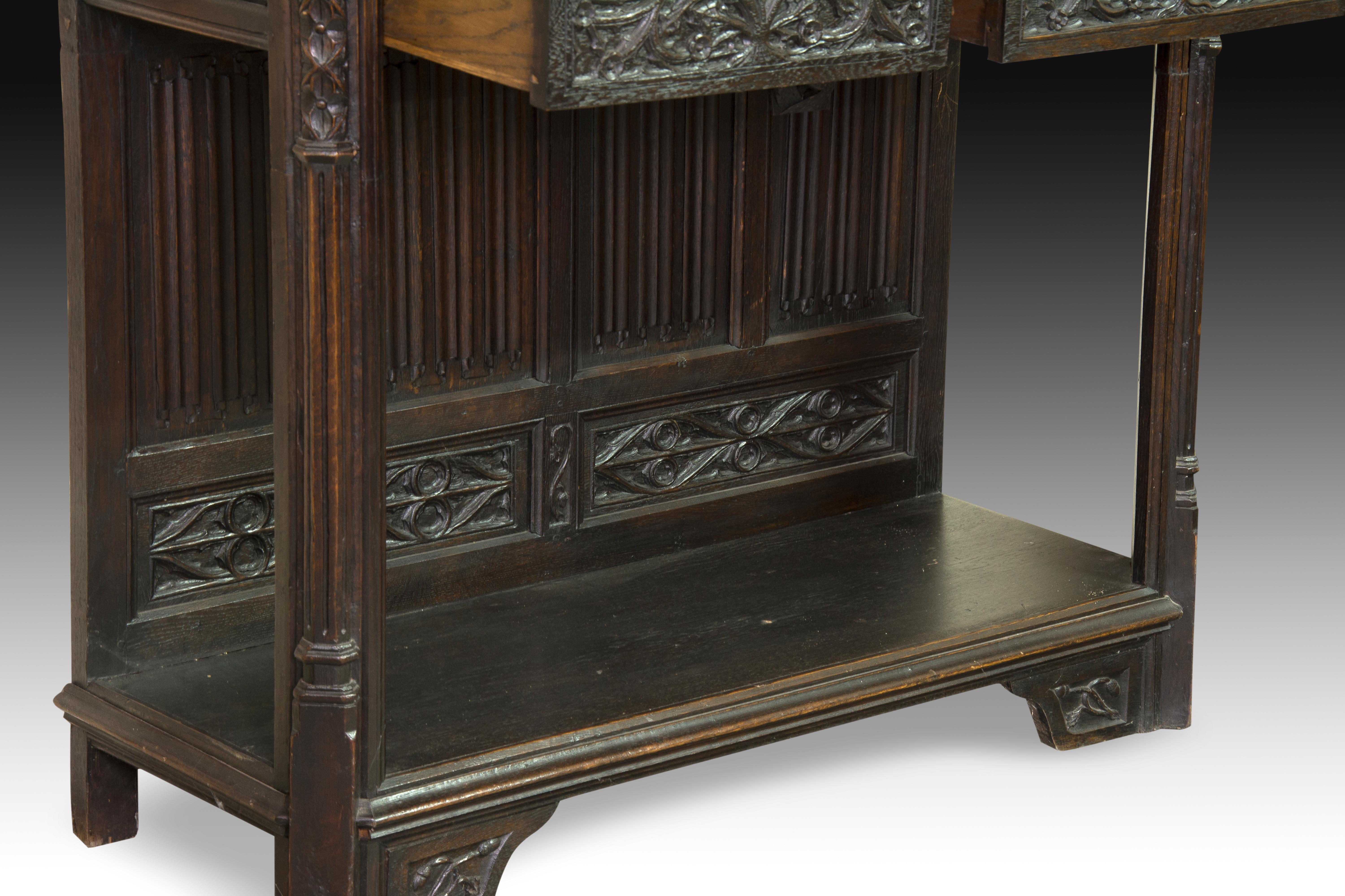 Neogothic Cupboard, Oak, 19th Century For Sale 1