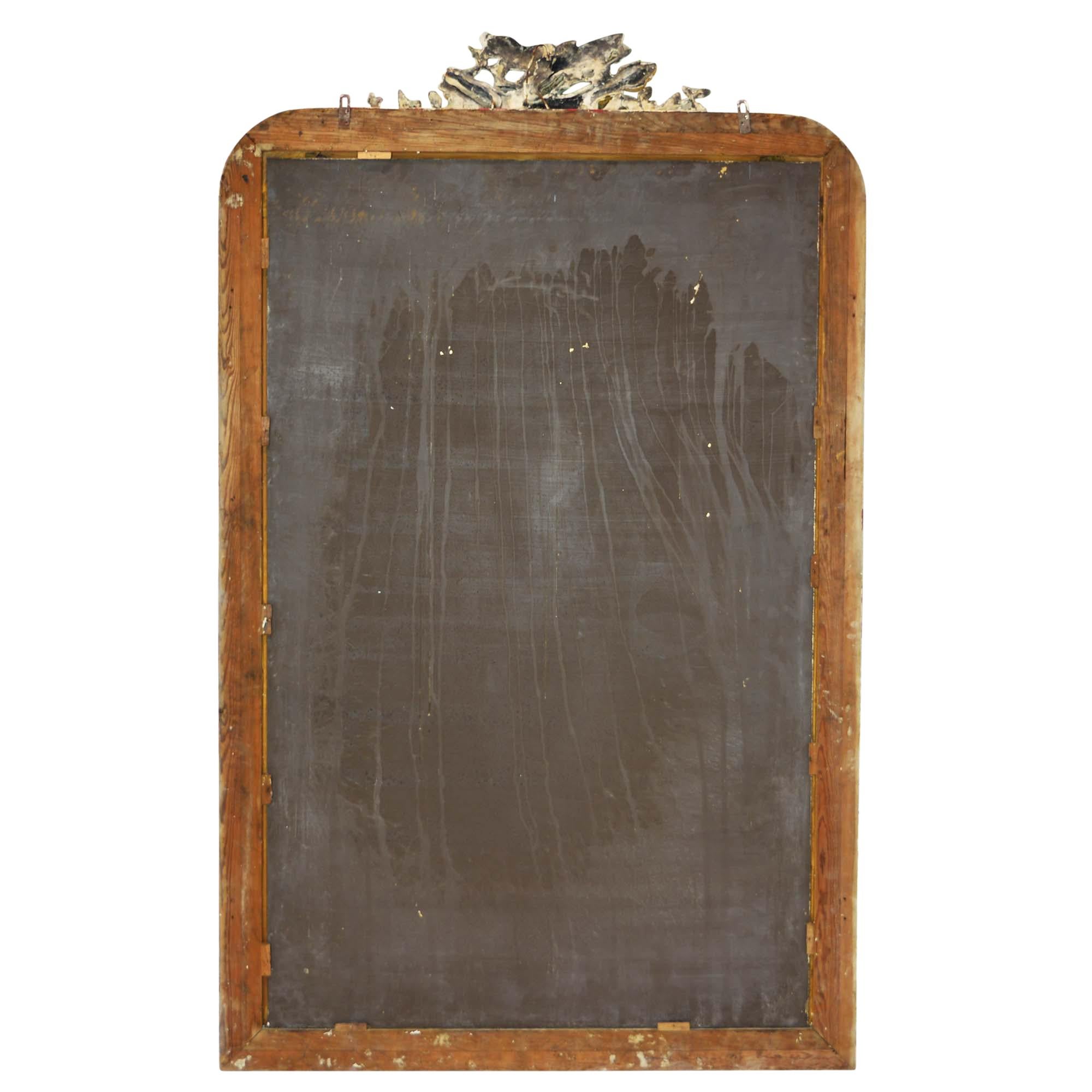 Antique 19th Century Wall Mirror with Decorative Bird Detail In Fair Condition In Pataskala, OH