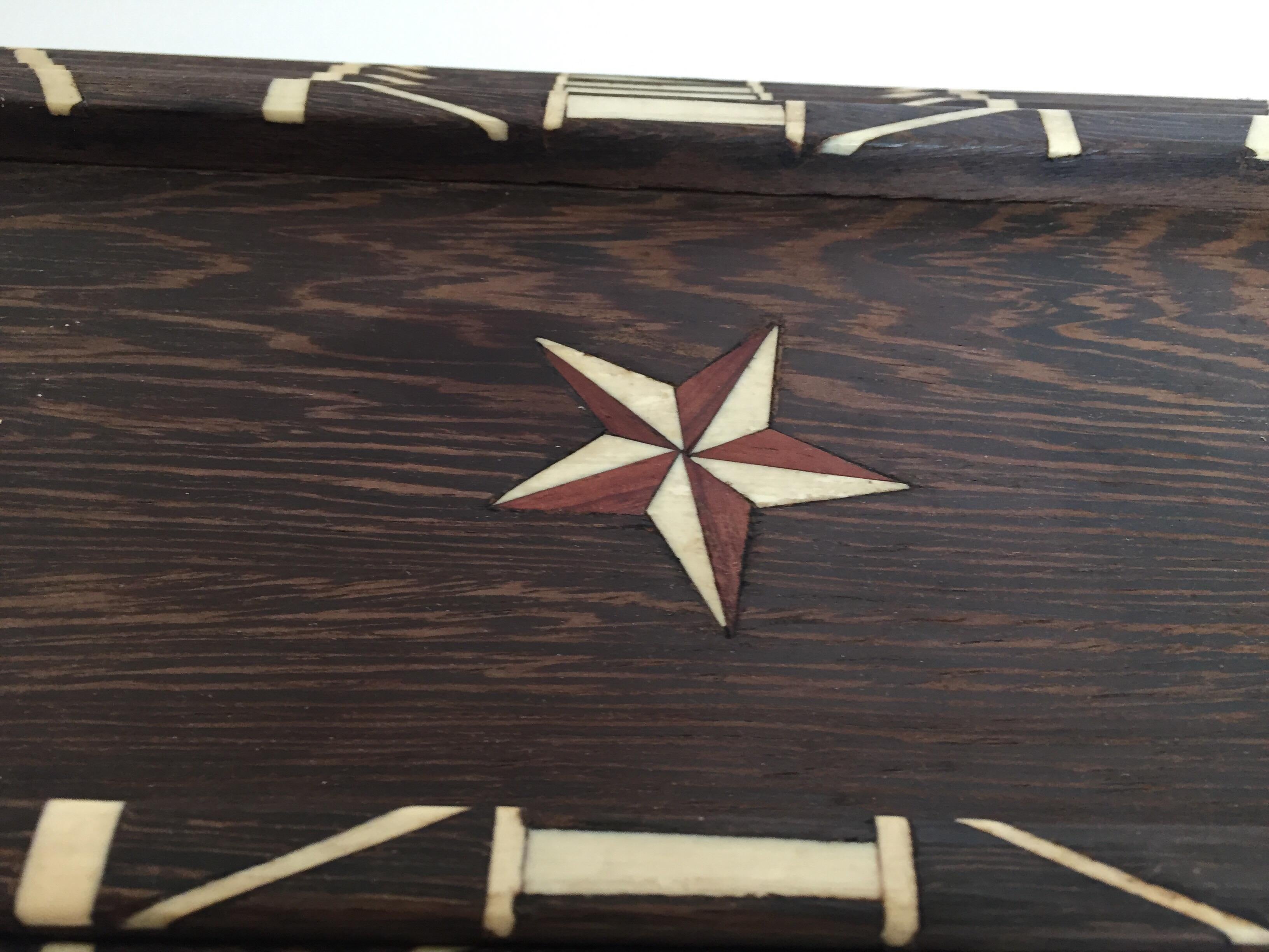 20th Century Antique Anglo-Indian set of Six Staking Wood Trays with Bone Inlays For Sale