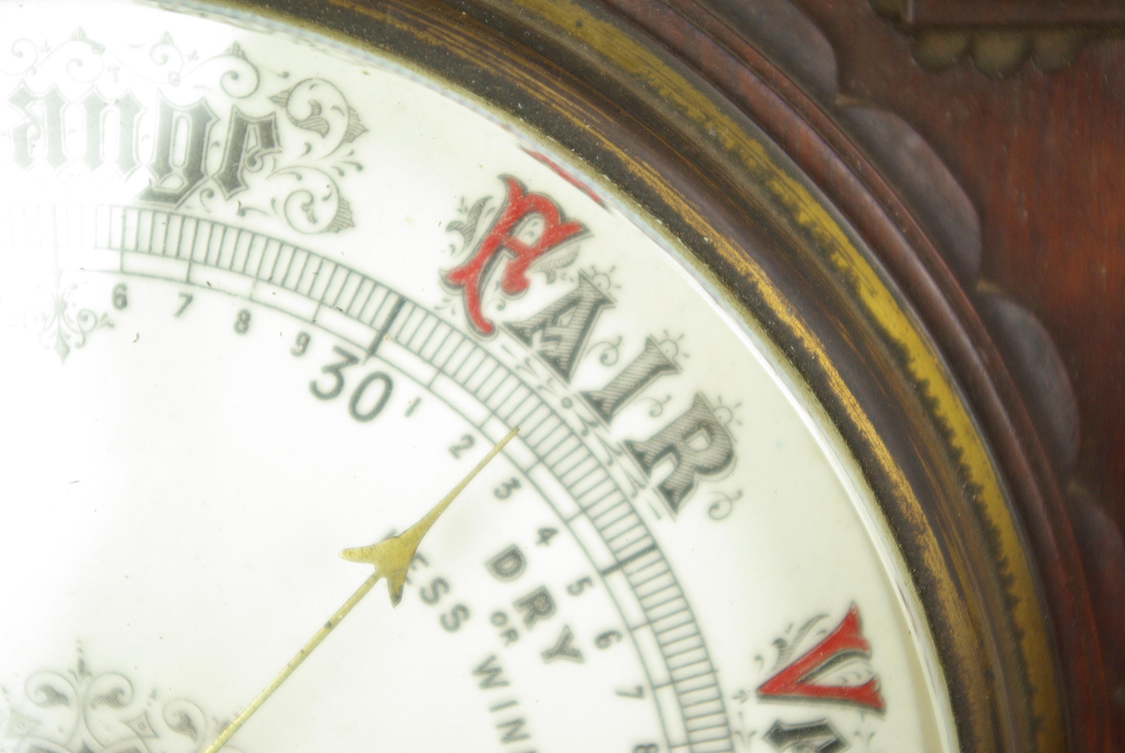 Antique Barometer, Aneroid Barometer, Decorative Barometer, Scotland, 1890 In Good Condition In Vancouver, BC