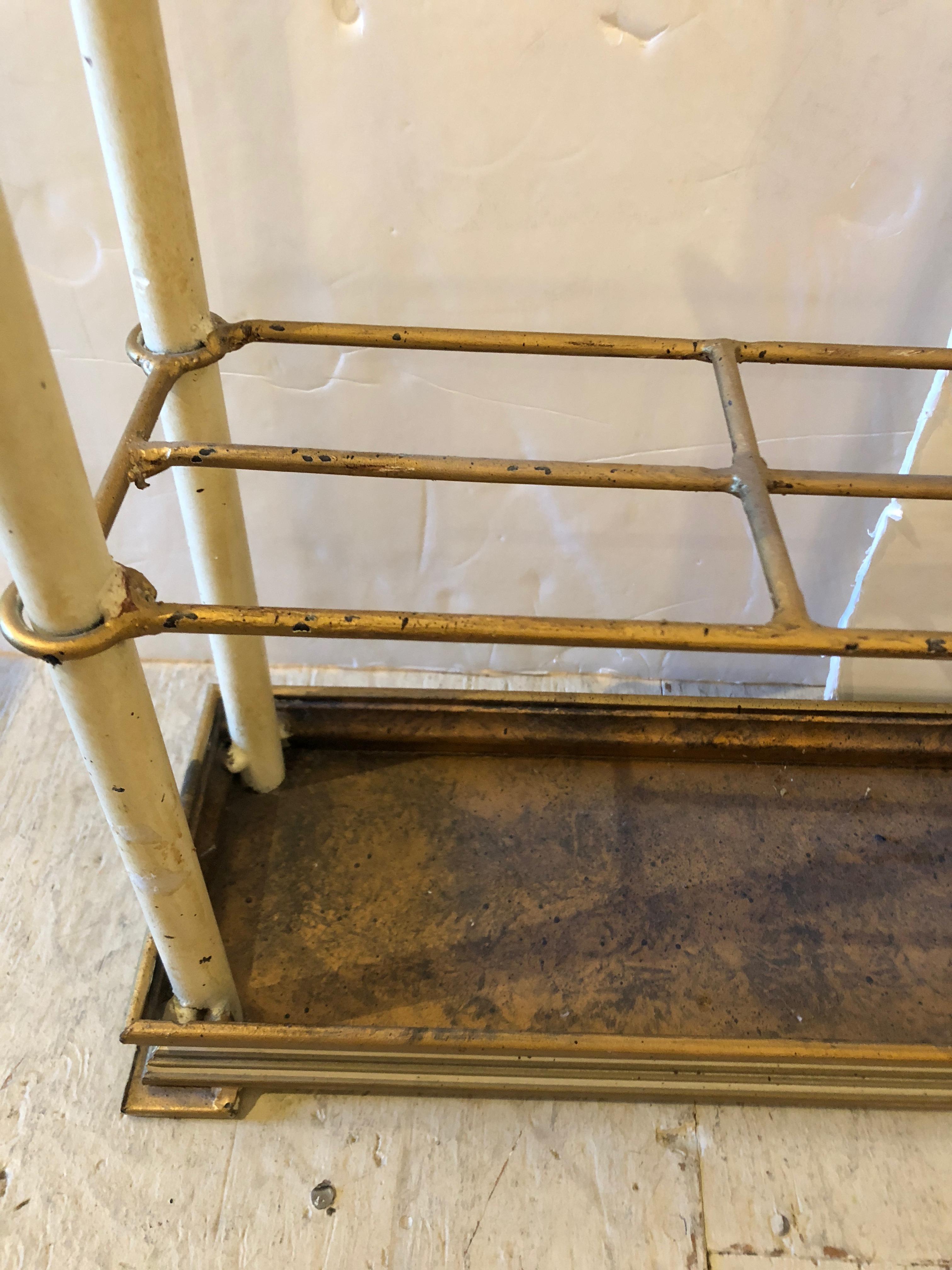 Sleek Beautifully Made Narrow Iron Umbrella Stand In Good Condition In Hopewell, NJ