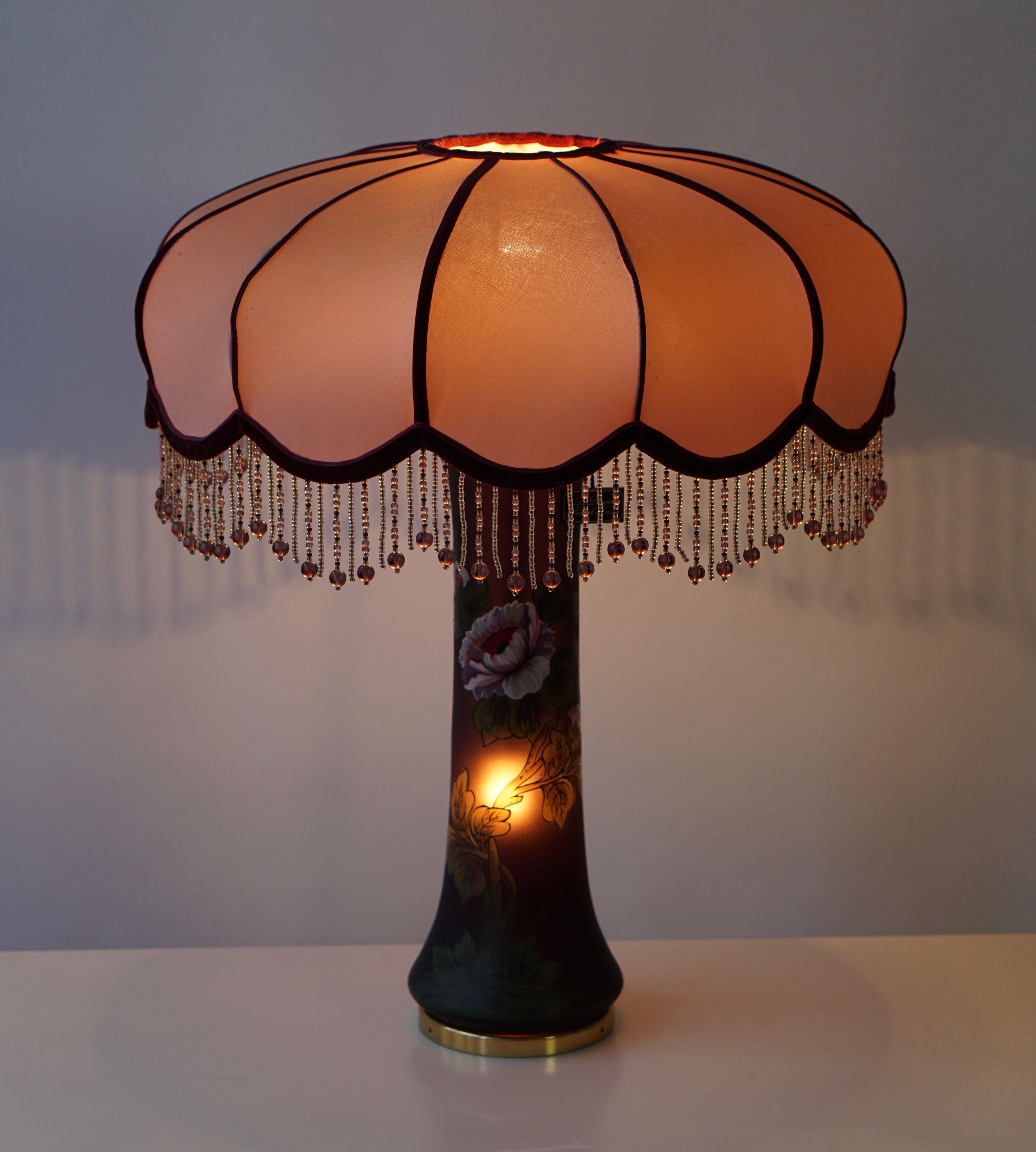 20th Century At Nouveau Table Lamp in Glass