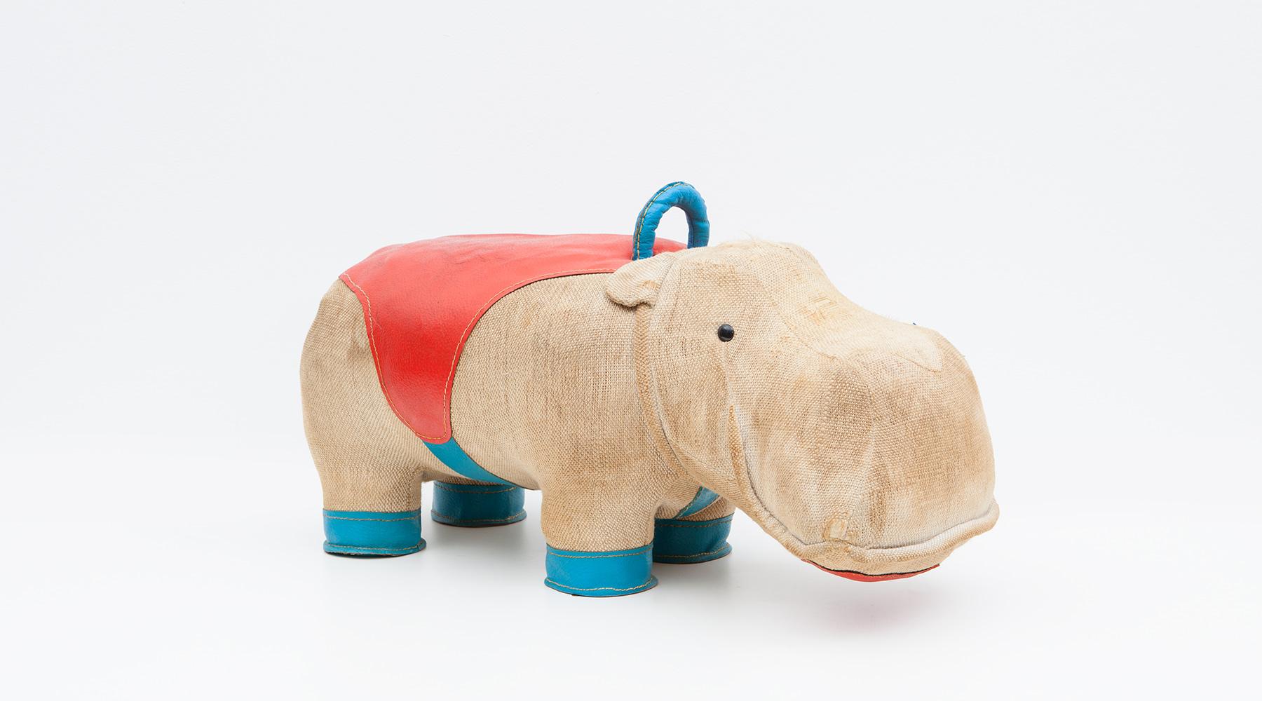 Leather 1970s High-Quality Children Toy 'Hippo' by German Renate Müller 'c'
