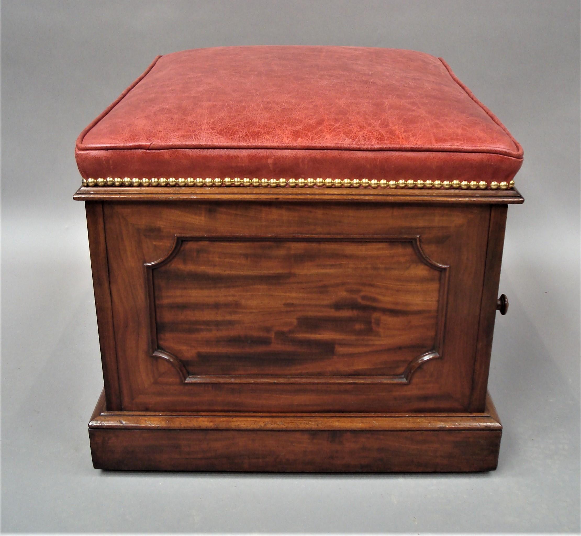 19th Century William IV Mahogany and Leather Box Stool