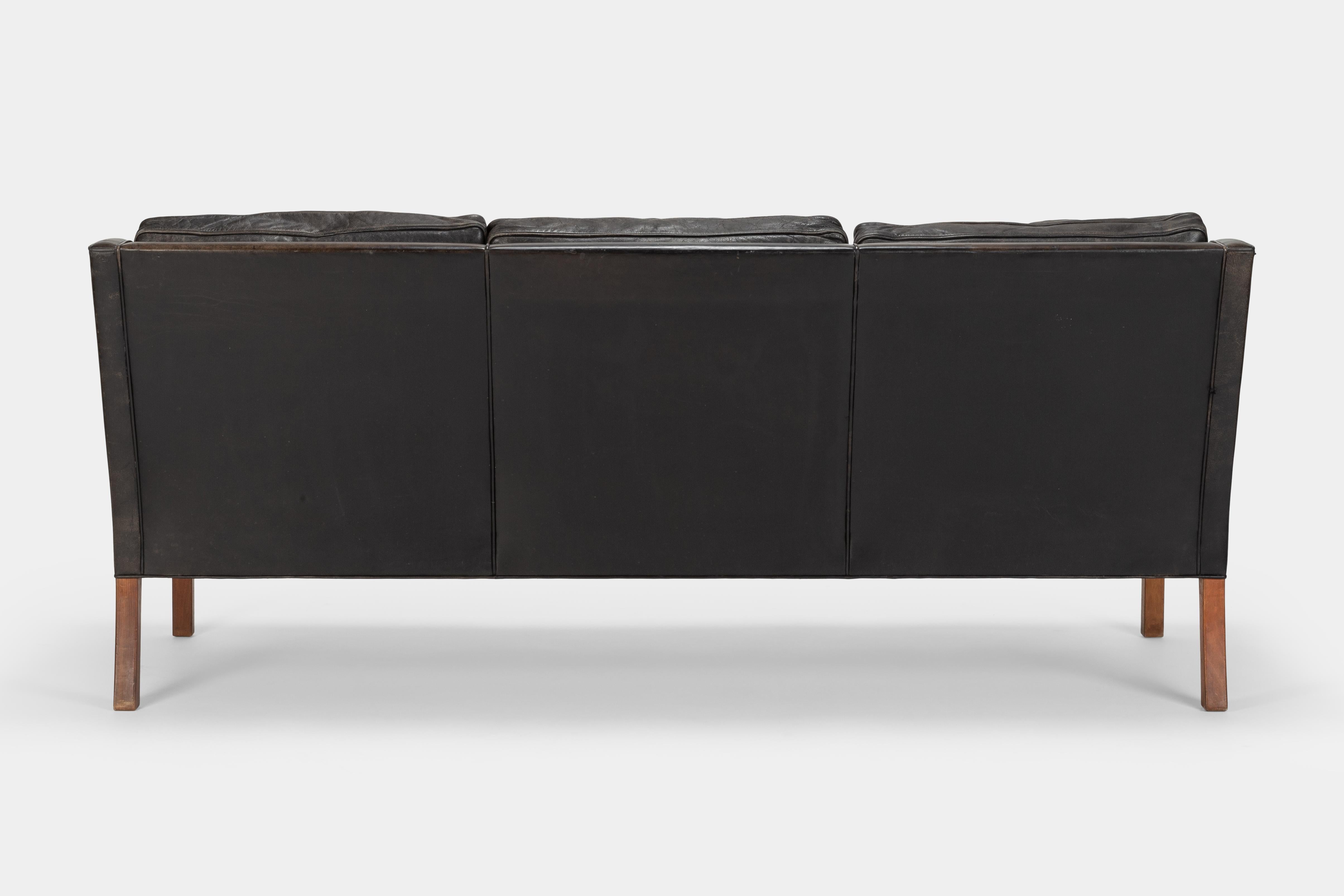 Leather Borge Mogensen 3-Seat Sofa Model 2209 Fredericia, 1960s