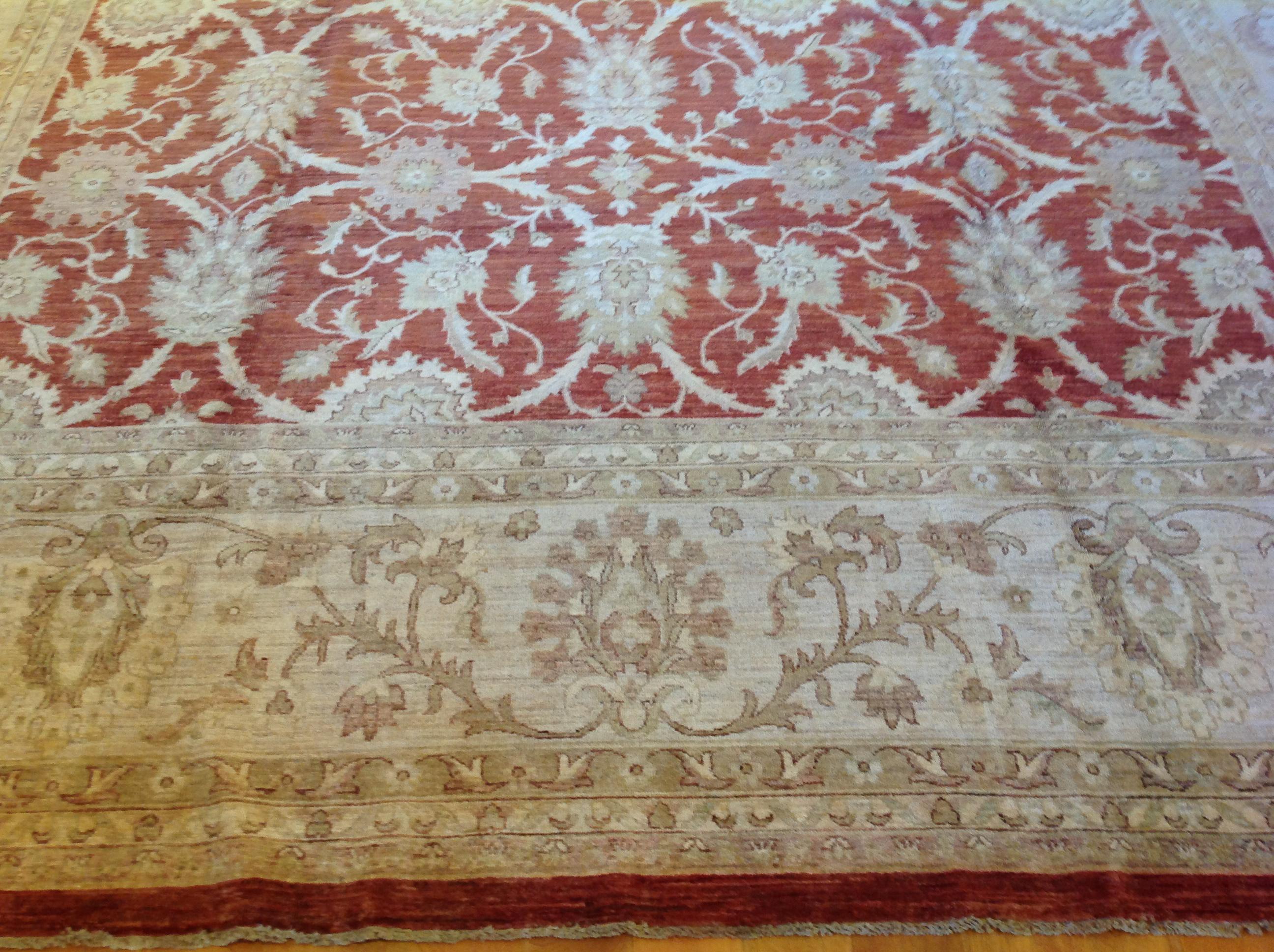 Traditional Pakistani Red Oblong Area Rug For Sale 1