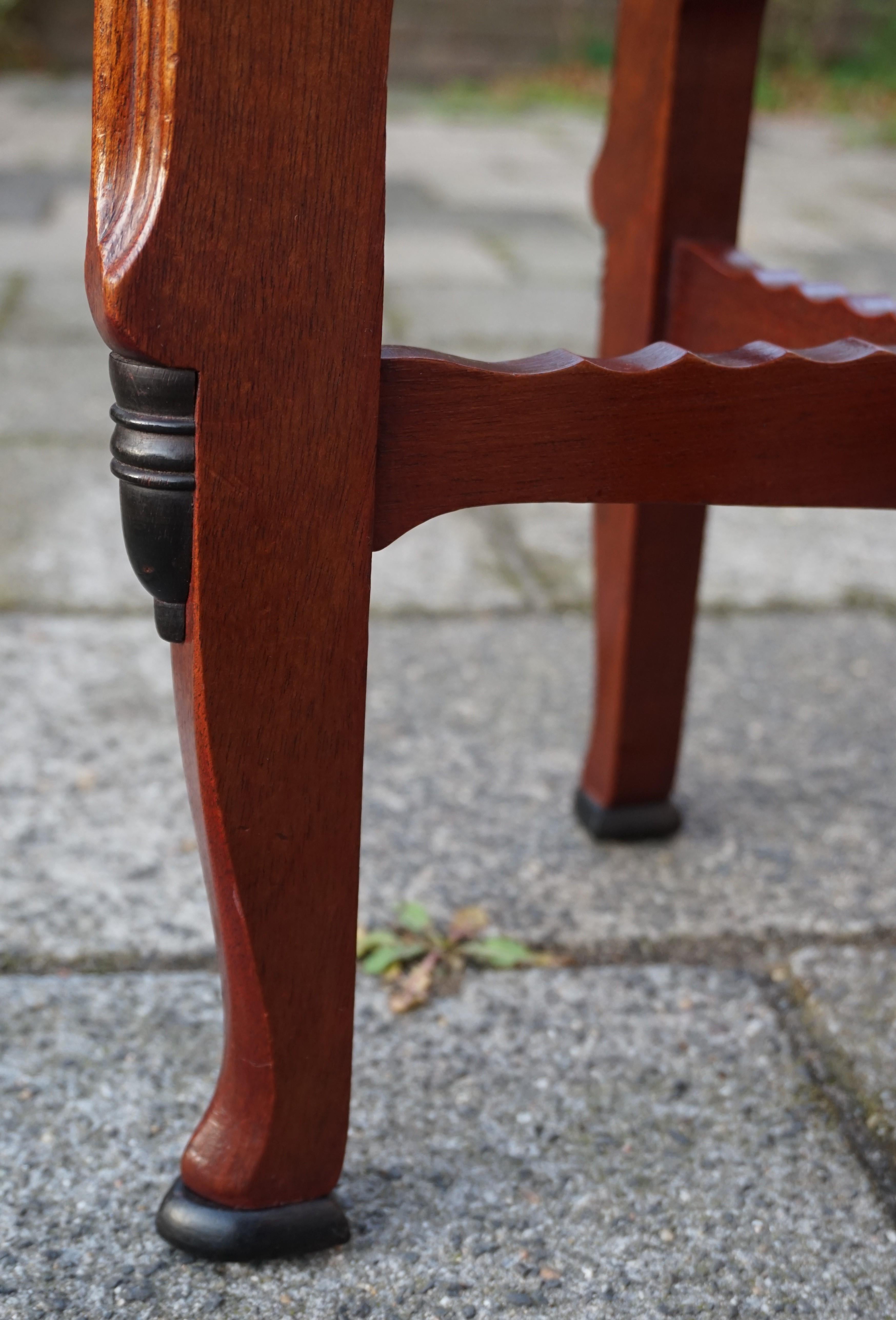 Dutch Arts & Crafts Wine Table / Pedestal Stand Max Coini Style w. Marble Top In Good Condition For Sale In Lisse, NL