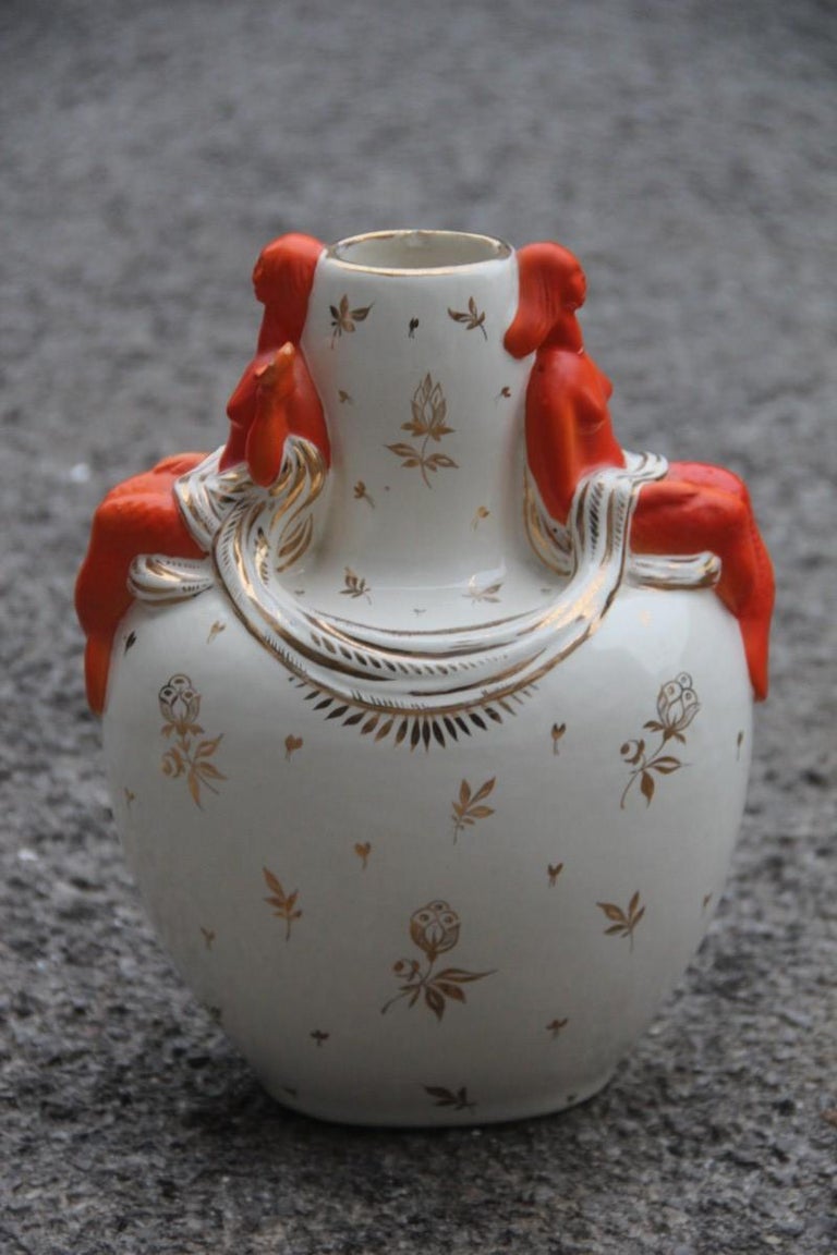 Italian Mid-Century Modern Vase Ceramic Red Gold Color, 1950s For Sale 3