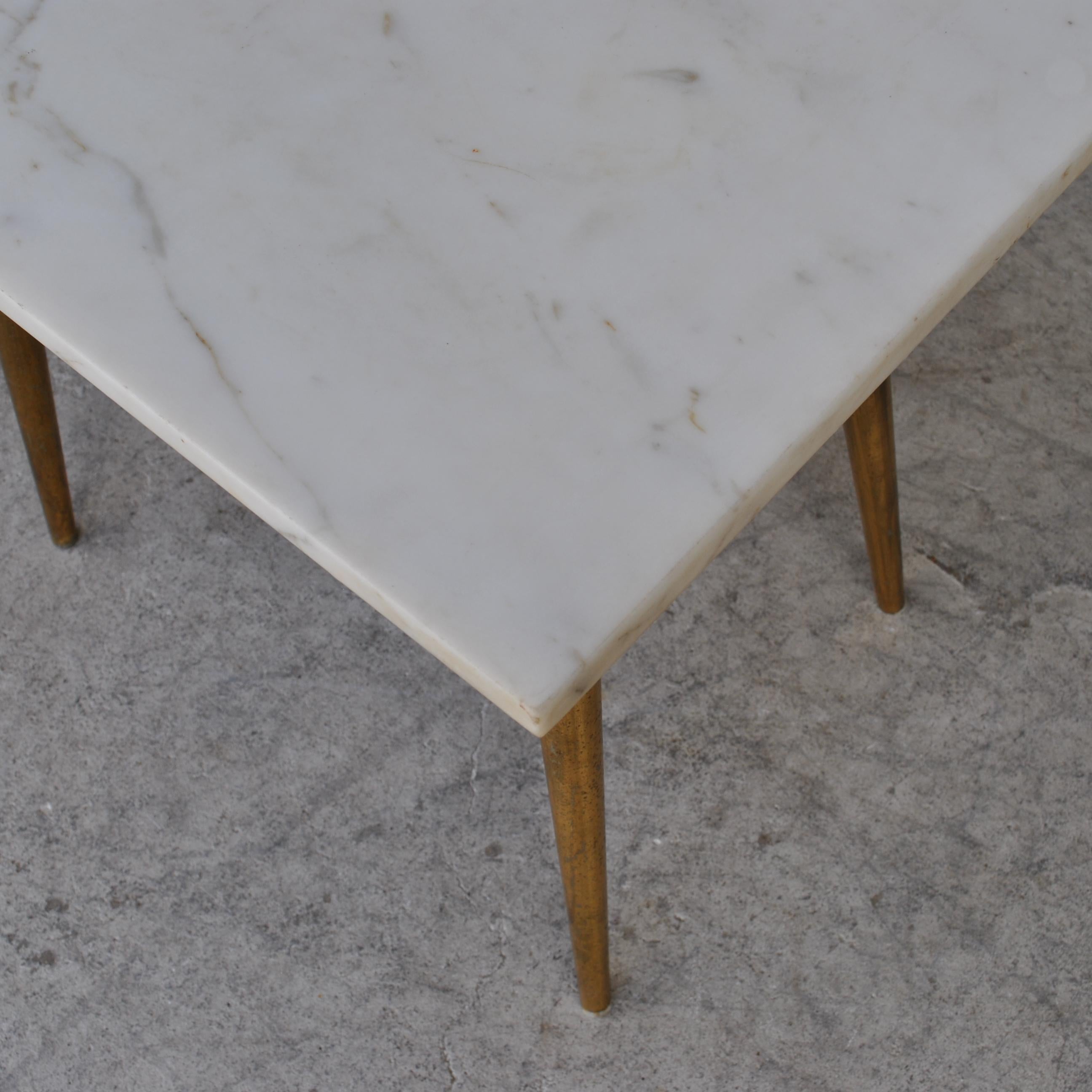 Carrara Marble Pair of Midcentury Marble Italian Side Tables