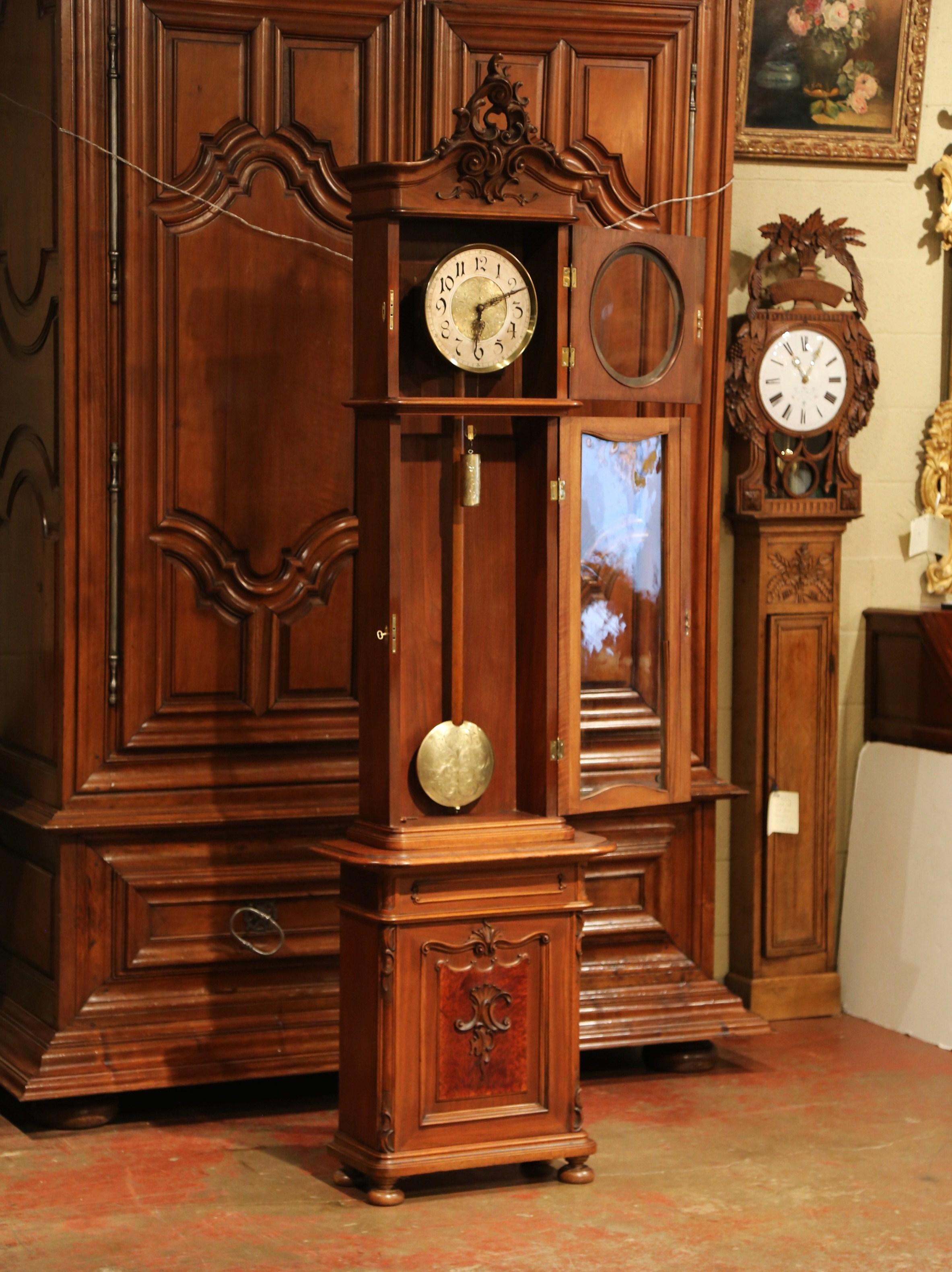 19th Century French Louis XV Carved Walnut Grandfather Clock from Lyon 2