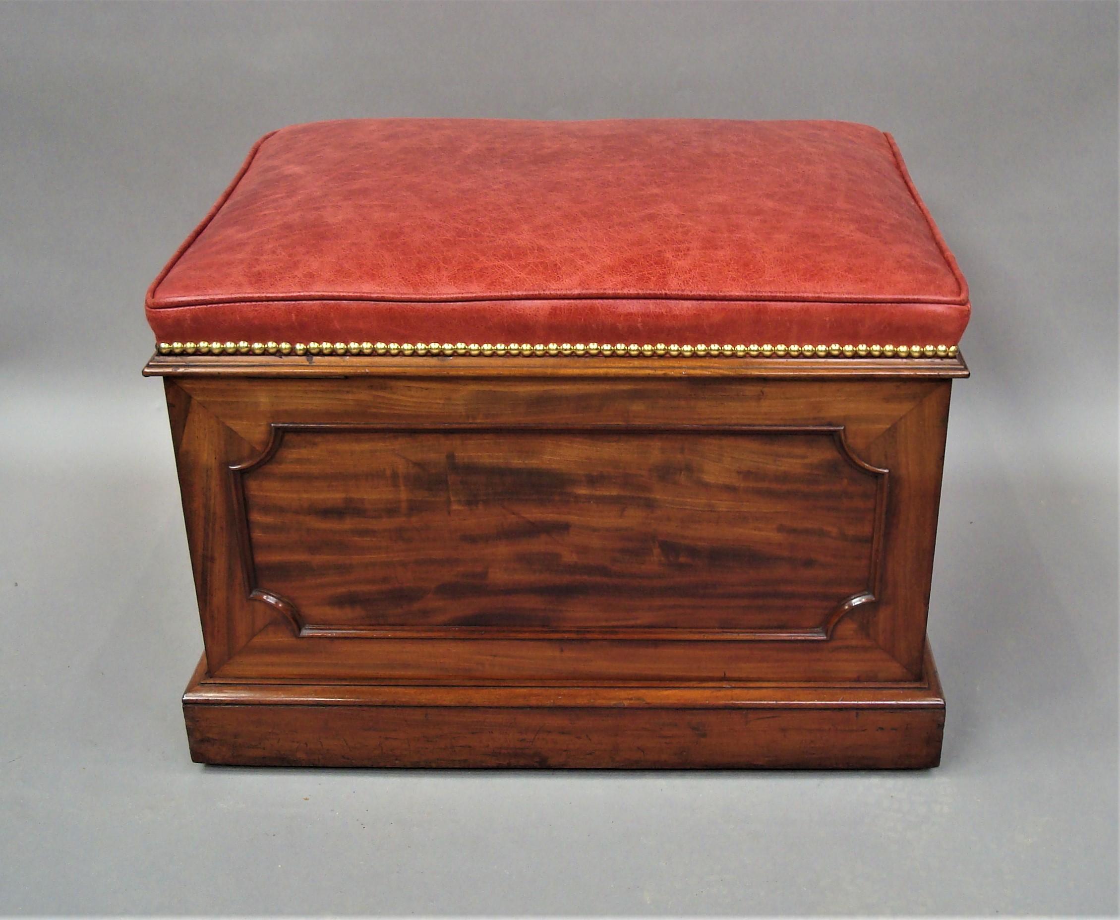 William IV Mahogany and Leather Box Stool 1