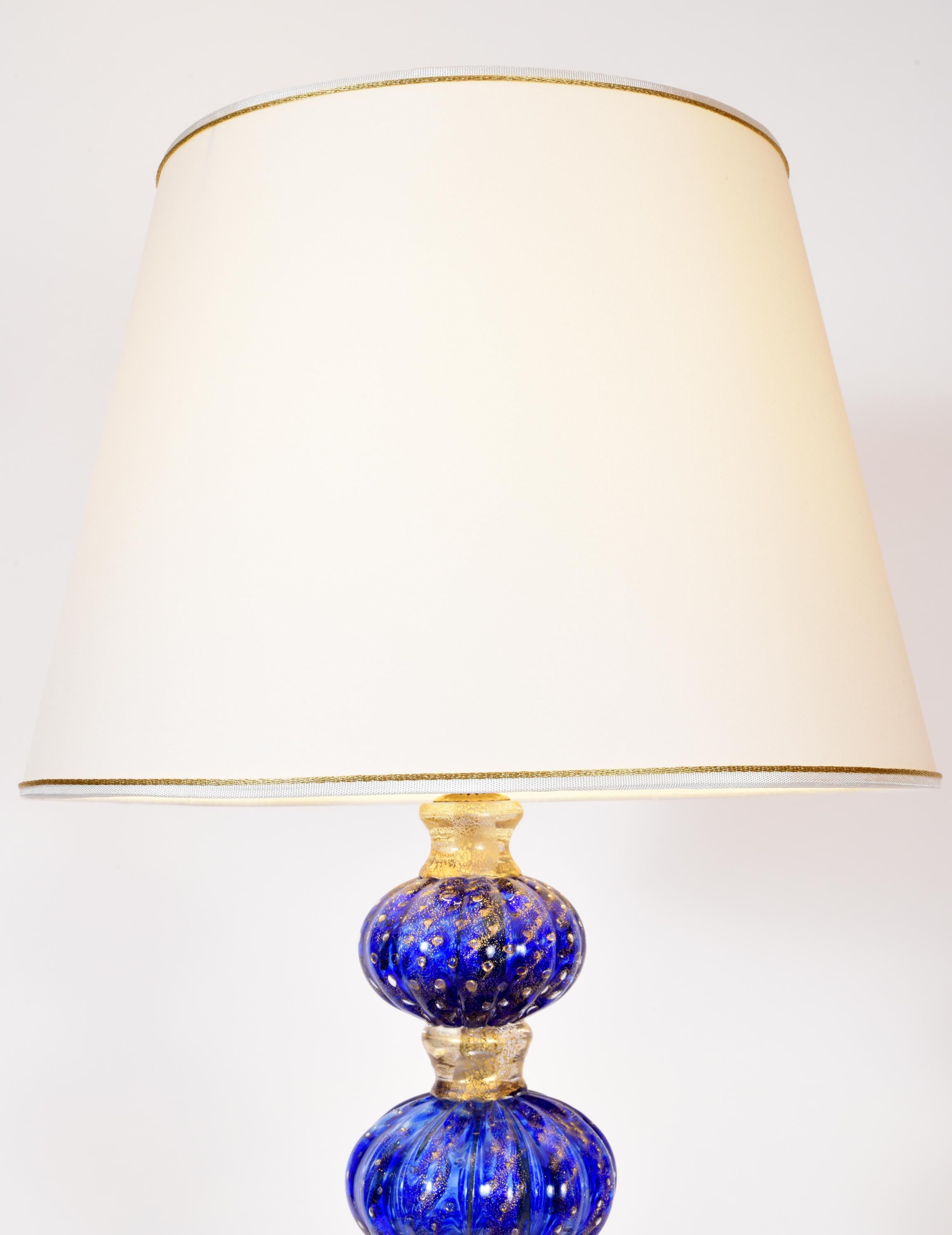 Exquisite Pair of Cobalt Blue with Gold Flecks Table Lamps 1