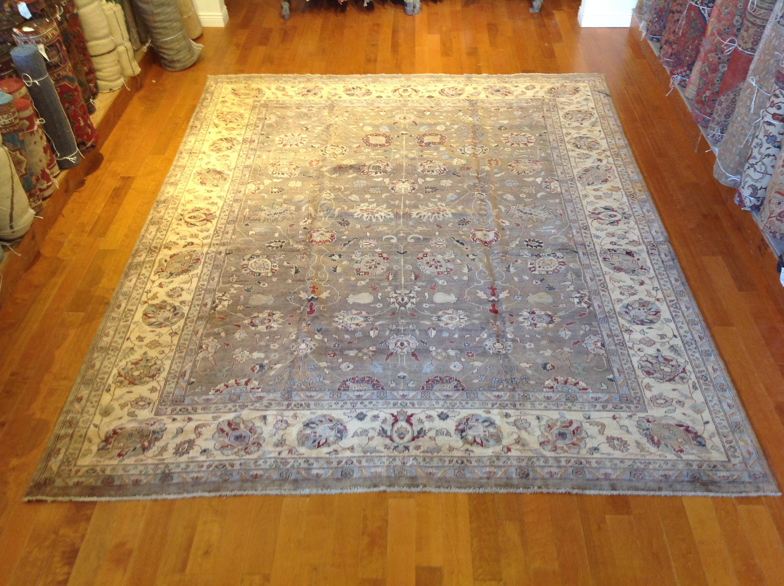 Traditional Pakistani Brown Wool Area Rug For Sale 3
