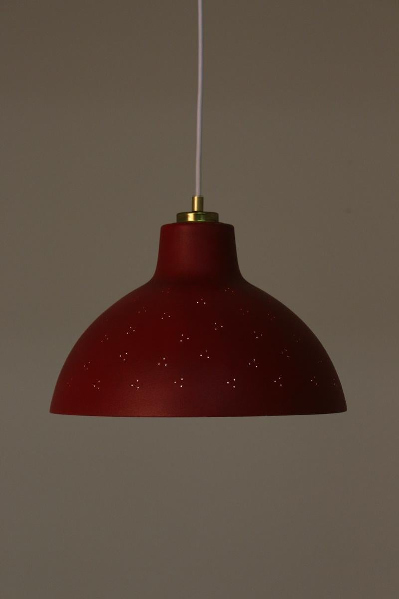 Swedish Midcentury Pendant in Perforated Metal with Counterweight by NK For Sale 3