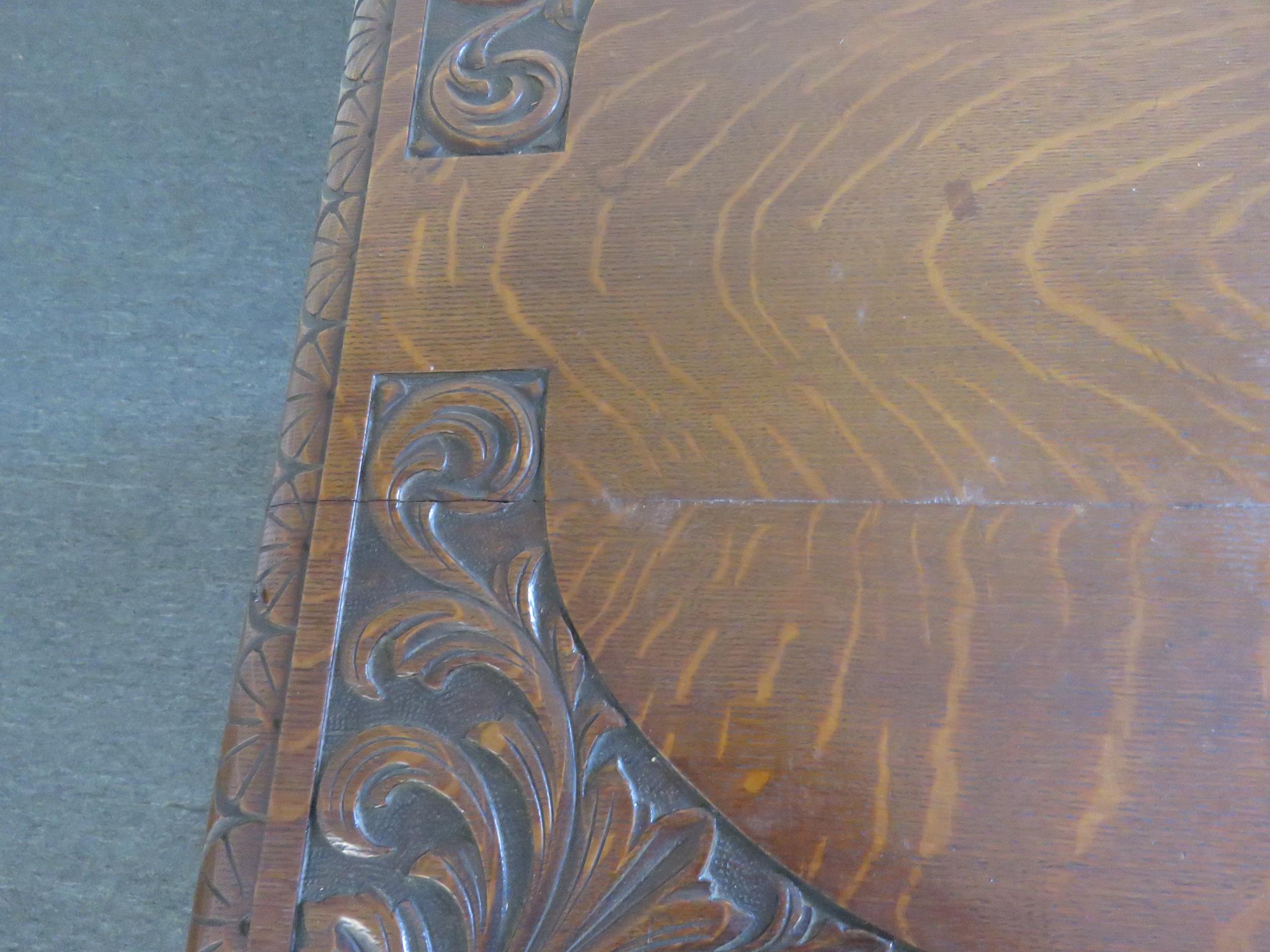 Oak Renaissance Style Winged Griffin Desk 4