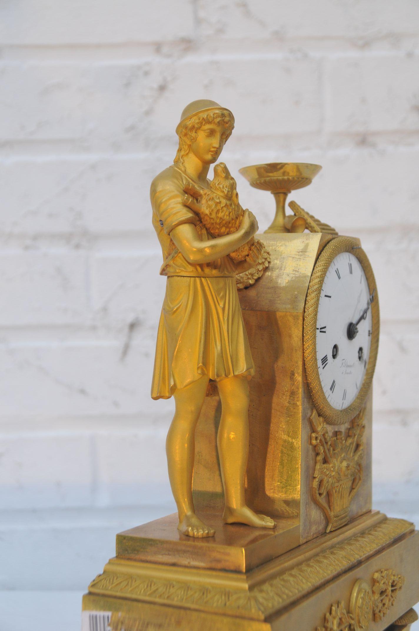 French Empire Period Ormolu Mantel Clock For Sale 2