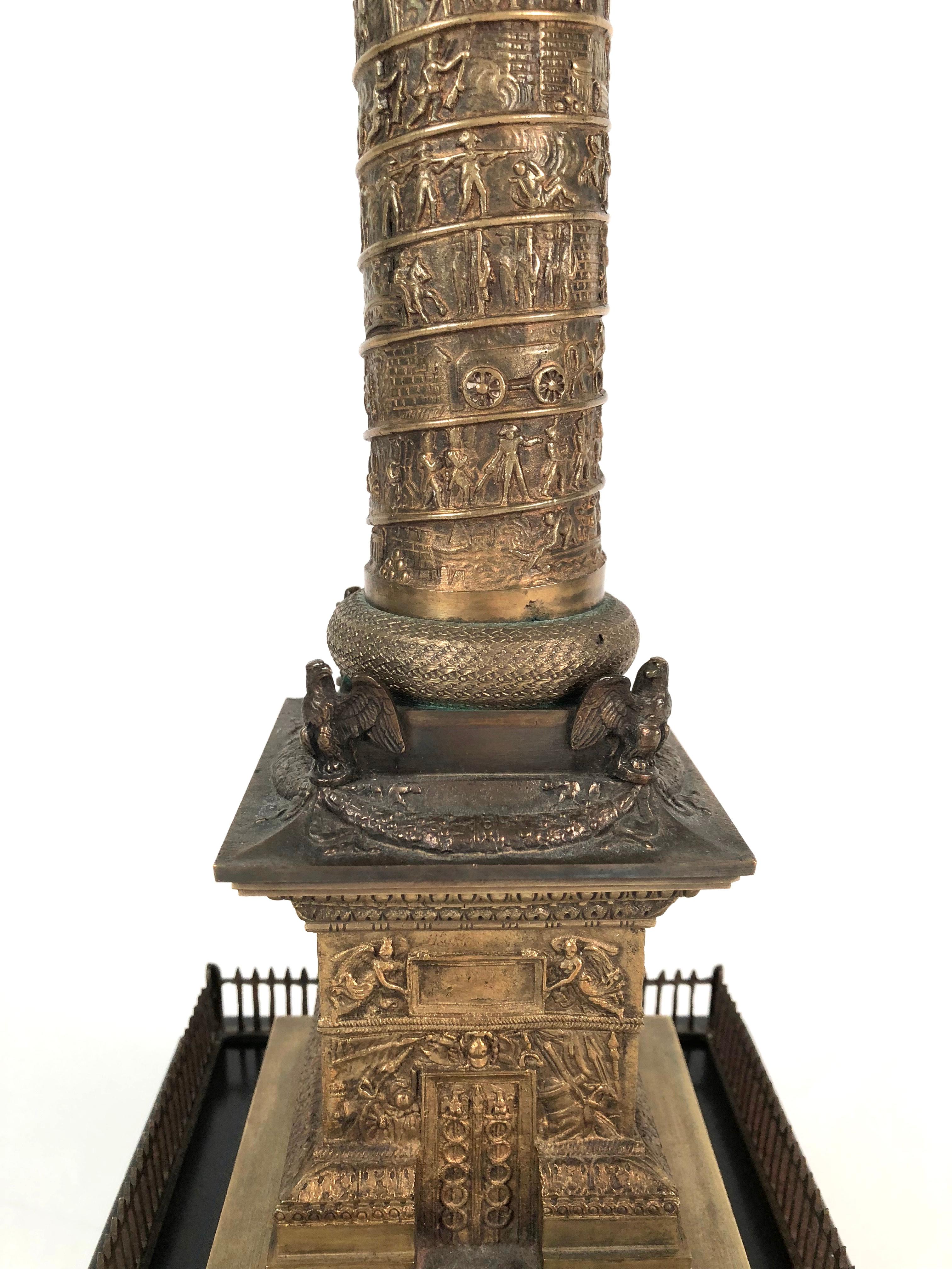 Cast Large Grand Tour Gilt Bronze Model of the Place Vendome Napoleon Column in Paris