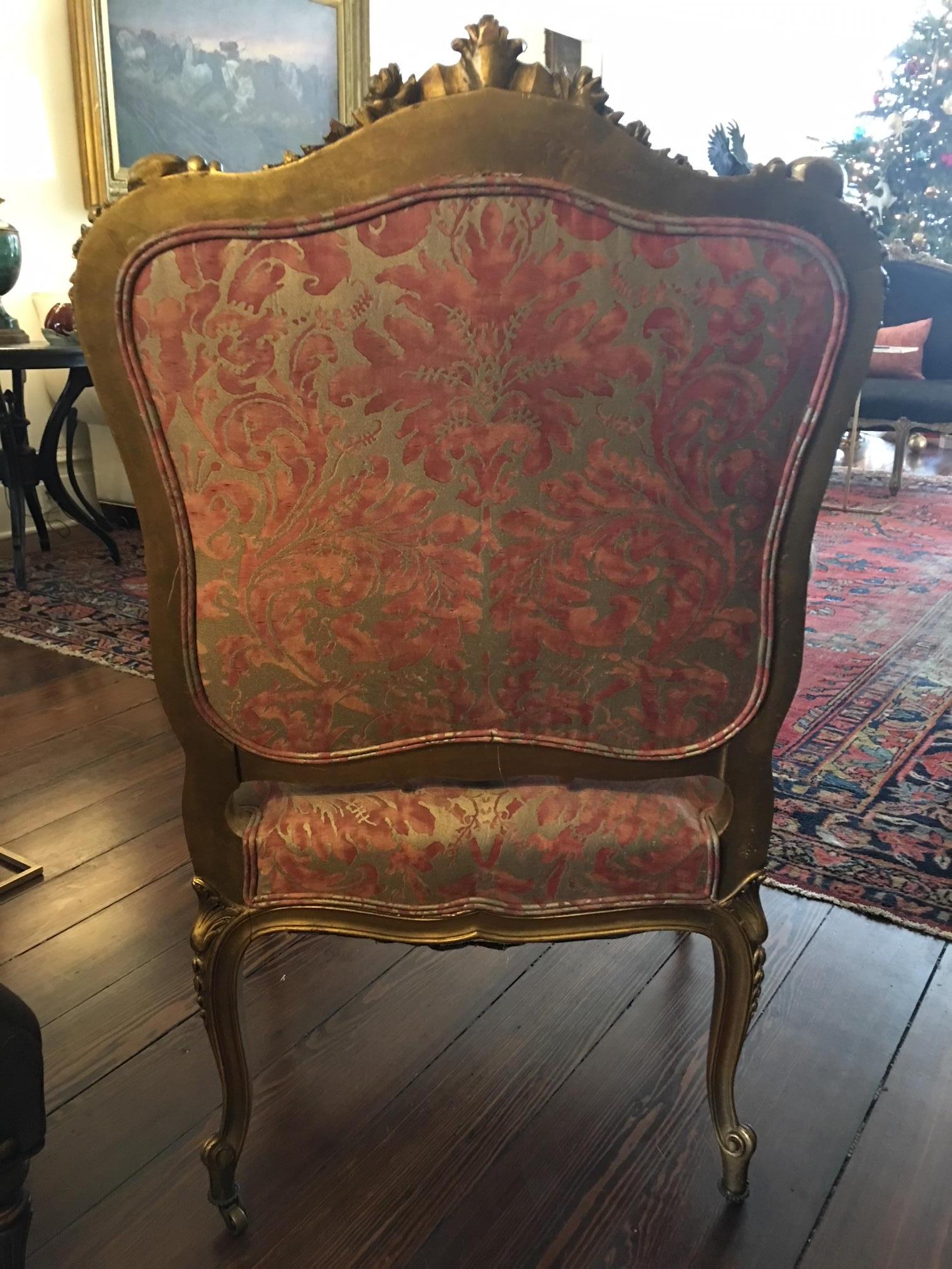 Louis XV Style Gilded Fauteuil or Armchair, 19th Century 3