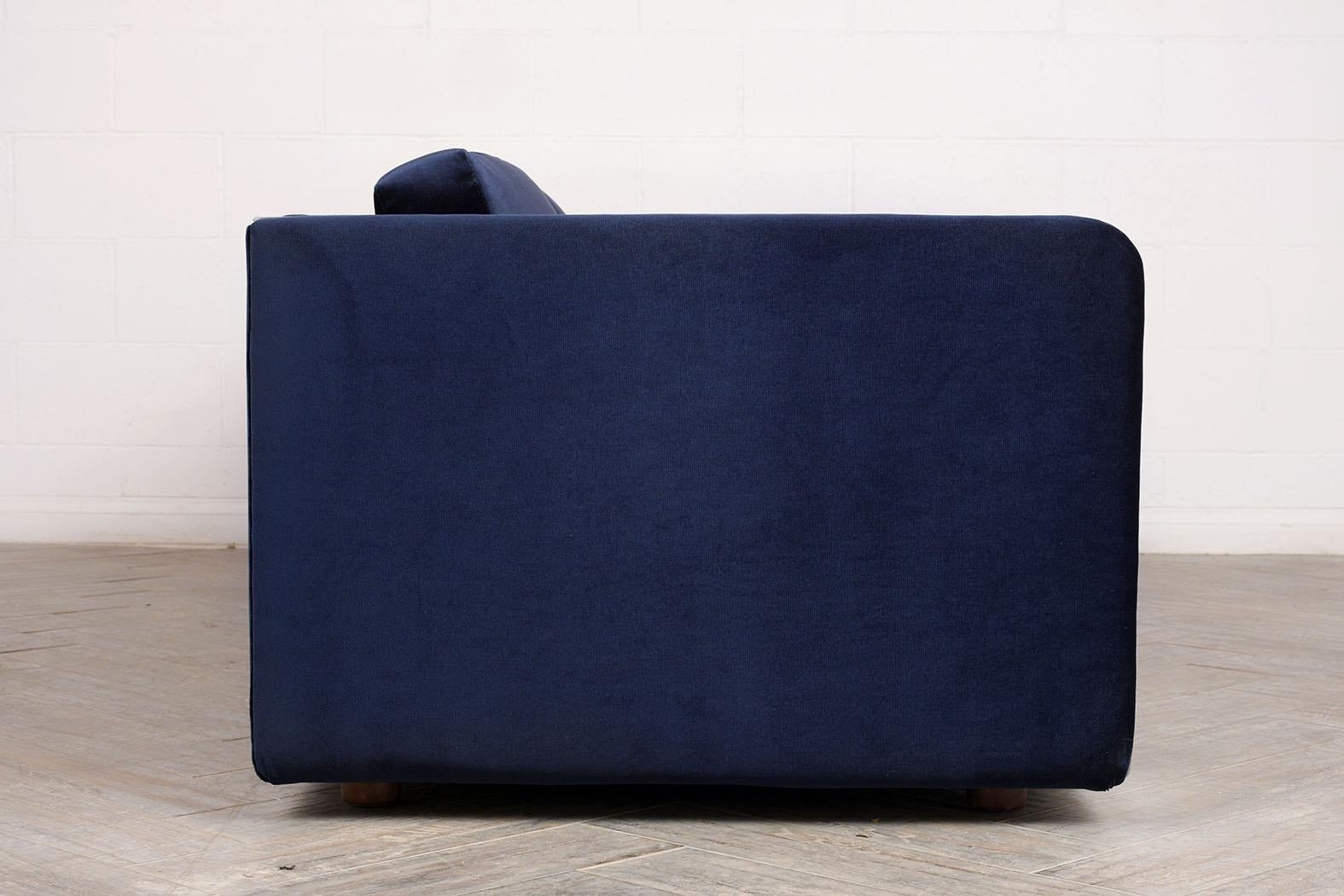 Milo Baughman Style Velvet Sofa 1