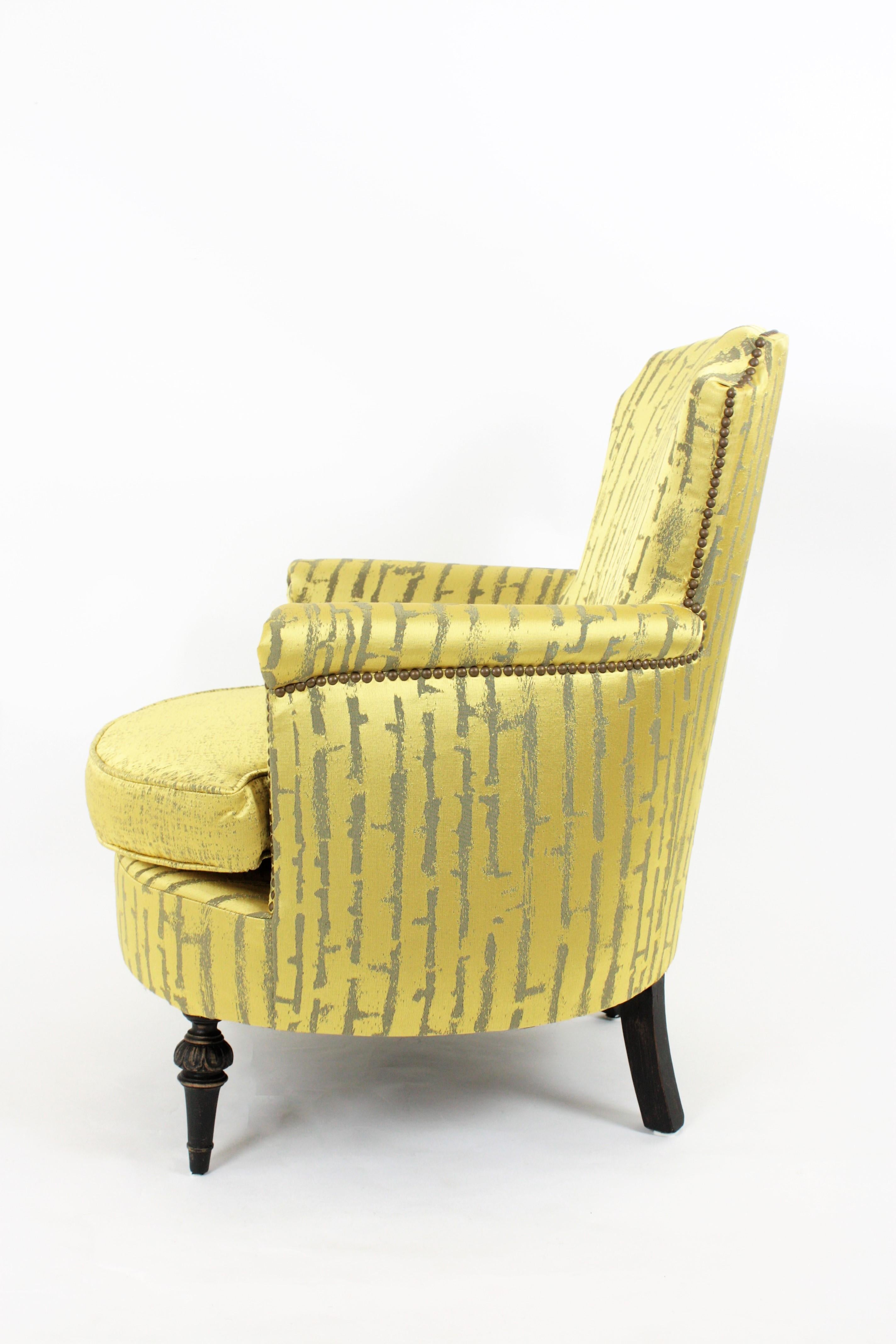 French 1930s Louis XVI Style Armchair in Damask Modern Fabric 2