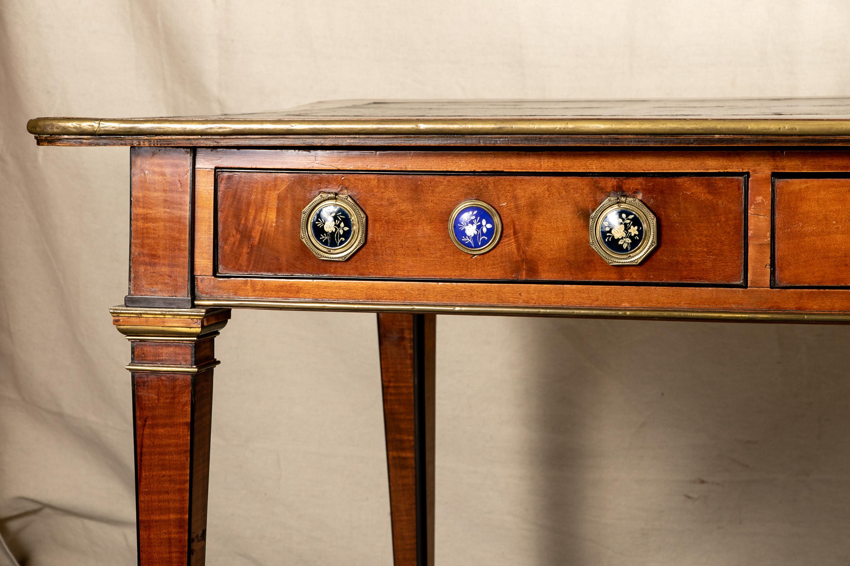 19th Century Large Continental Leather Top Walnut Desk 4