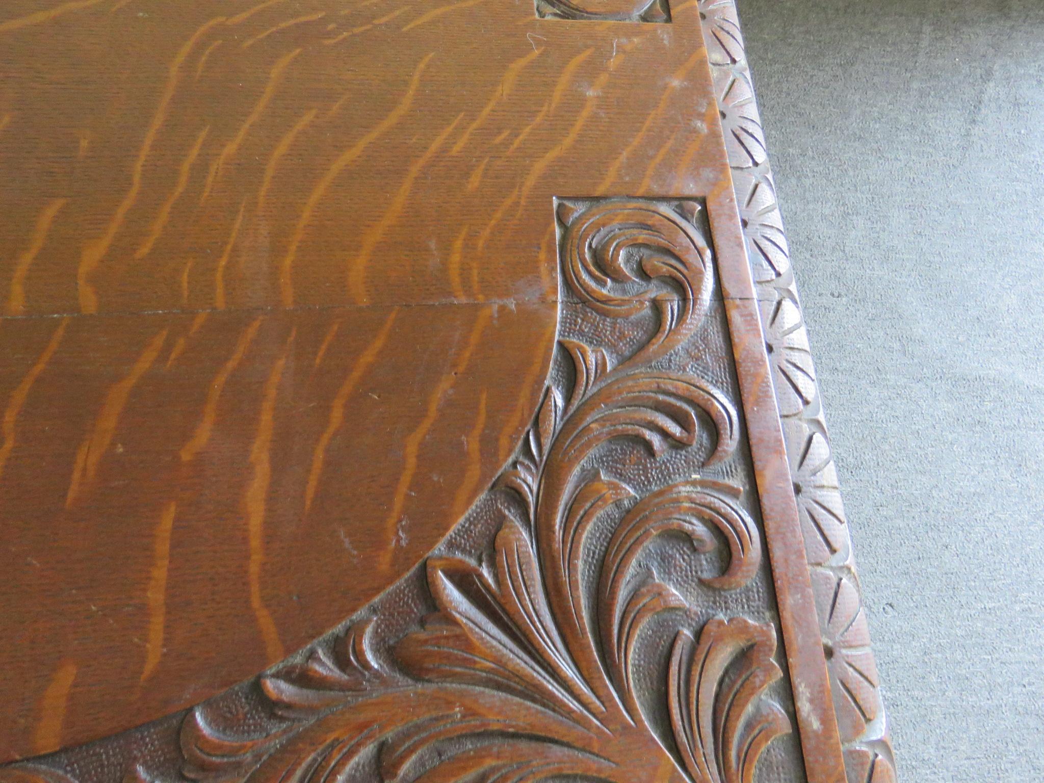 Oak Renaissance Style Winged Griffin Desk 5