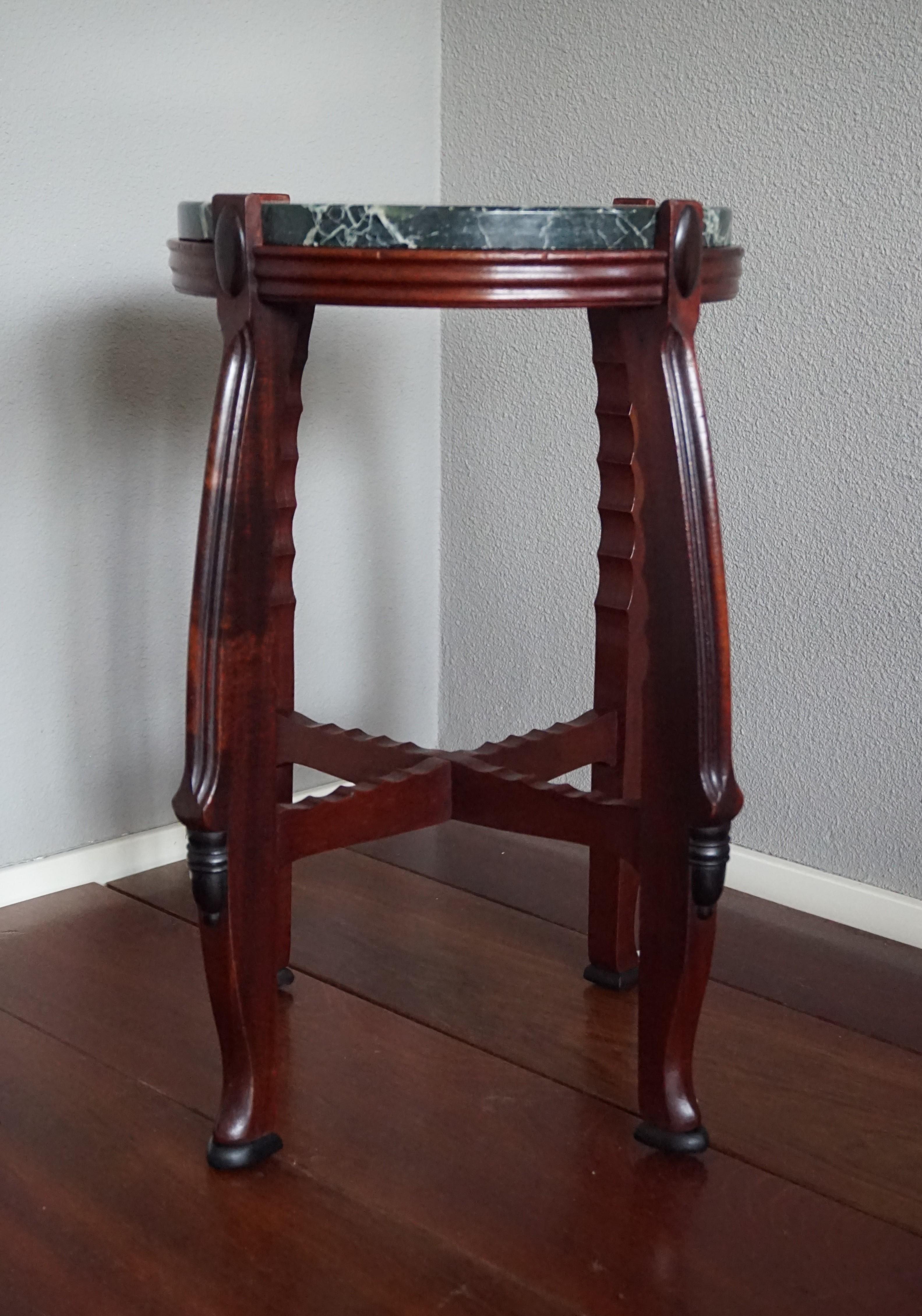 Dutch Arts & Crafts Wine Table / Pedestal Stand Max Coini Style w. Marble Top For Sale 1