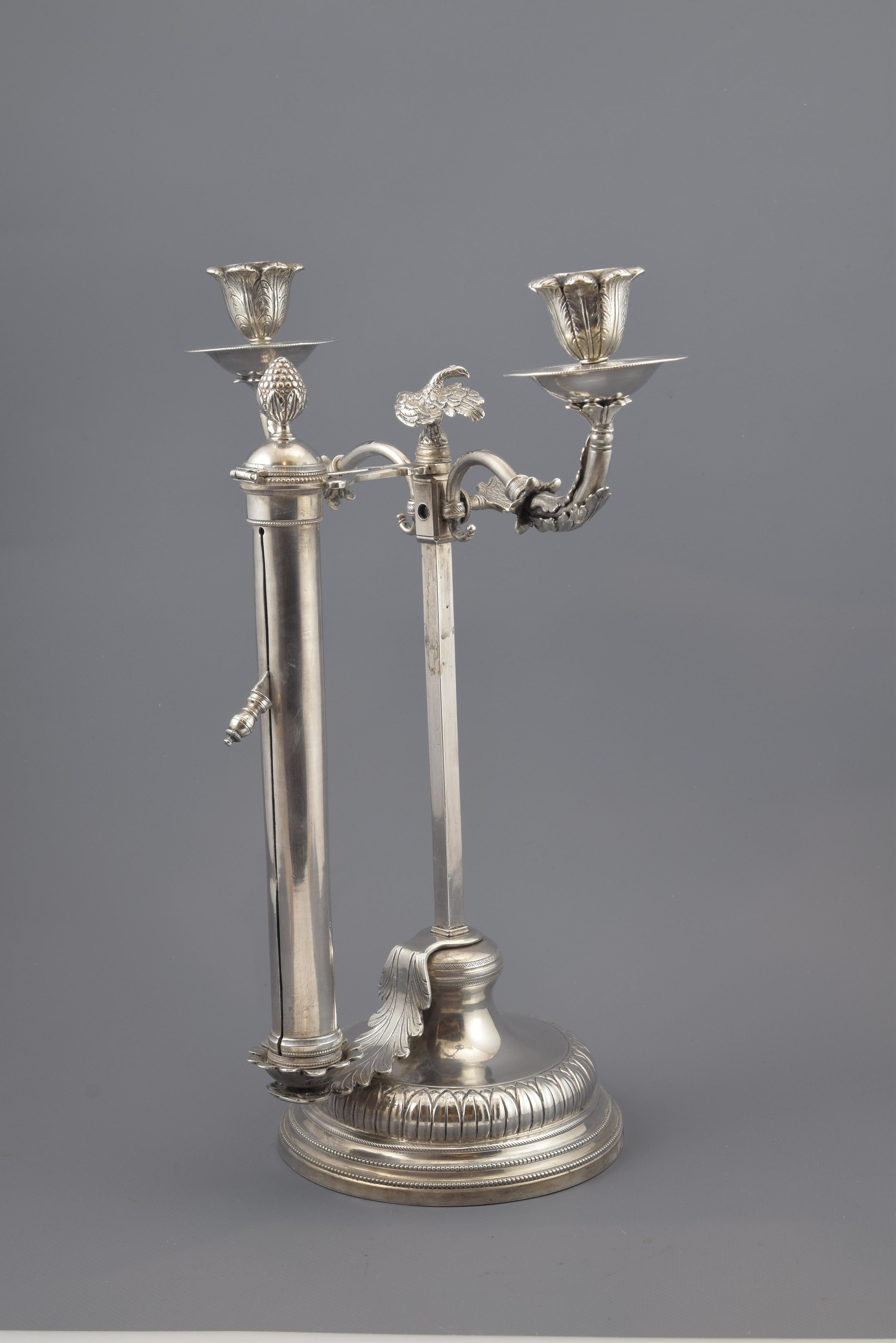 Solid Silver Lamp, with Hallmarks, Possibly Malaga, Spain, 19th Century For Sale 4