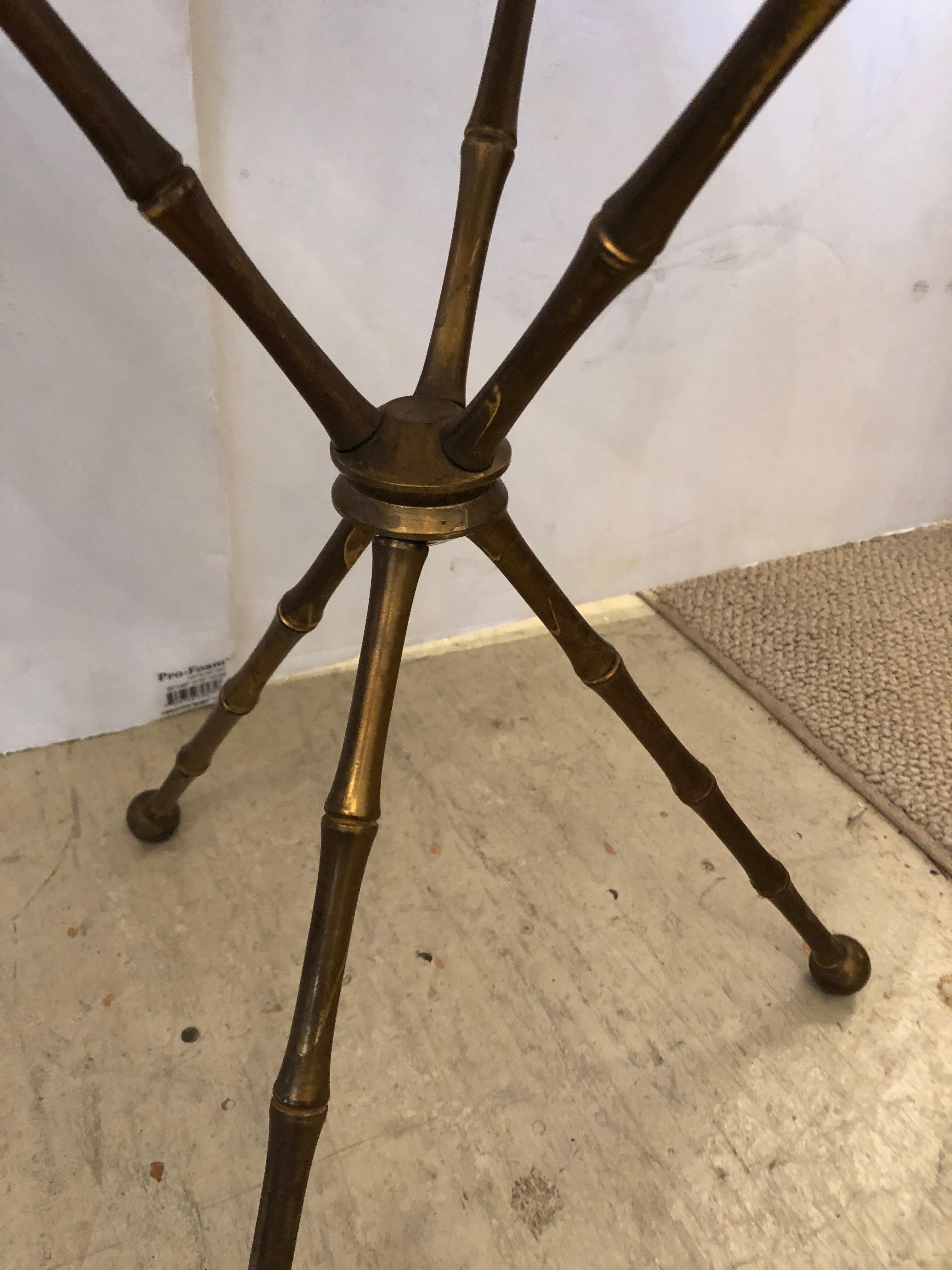 Superb Pair of Brass Faux Bamboo and Marble Top Side or End Tables 3