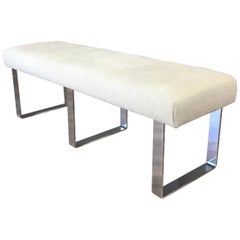Chrome Flat Bar Bench in the Style of Milo Baughman