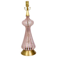 Pink Filigrana Aventurine Glass Murano Lamp