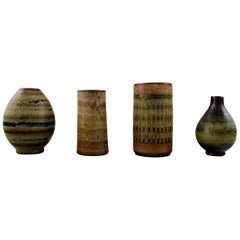 Wallakra Five Miniature Art Pottery Vases, Sweden, 1950s
