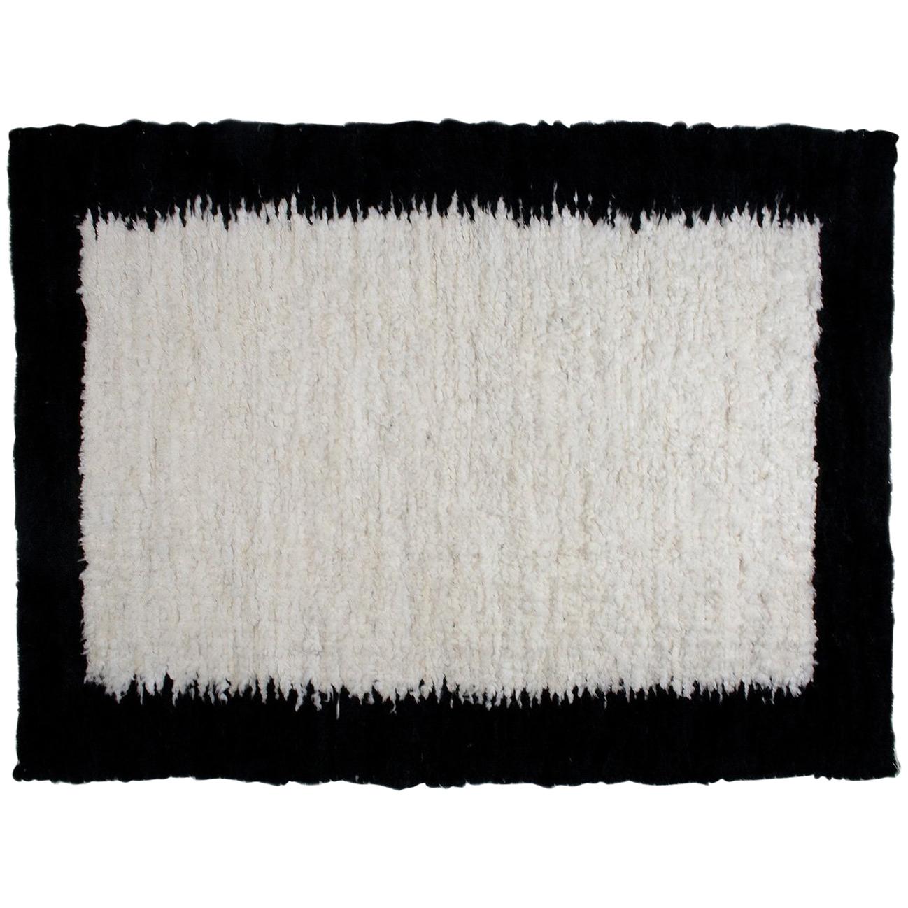 Large Sheepskin Hide, Carpet or Tapestry in White and Black Wool Rug