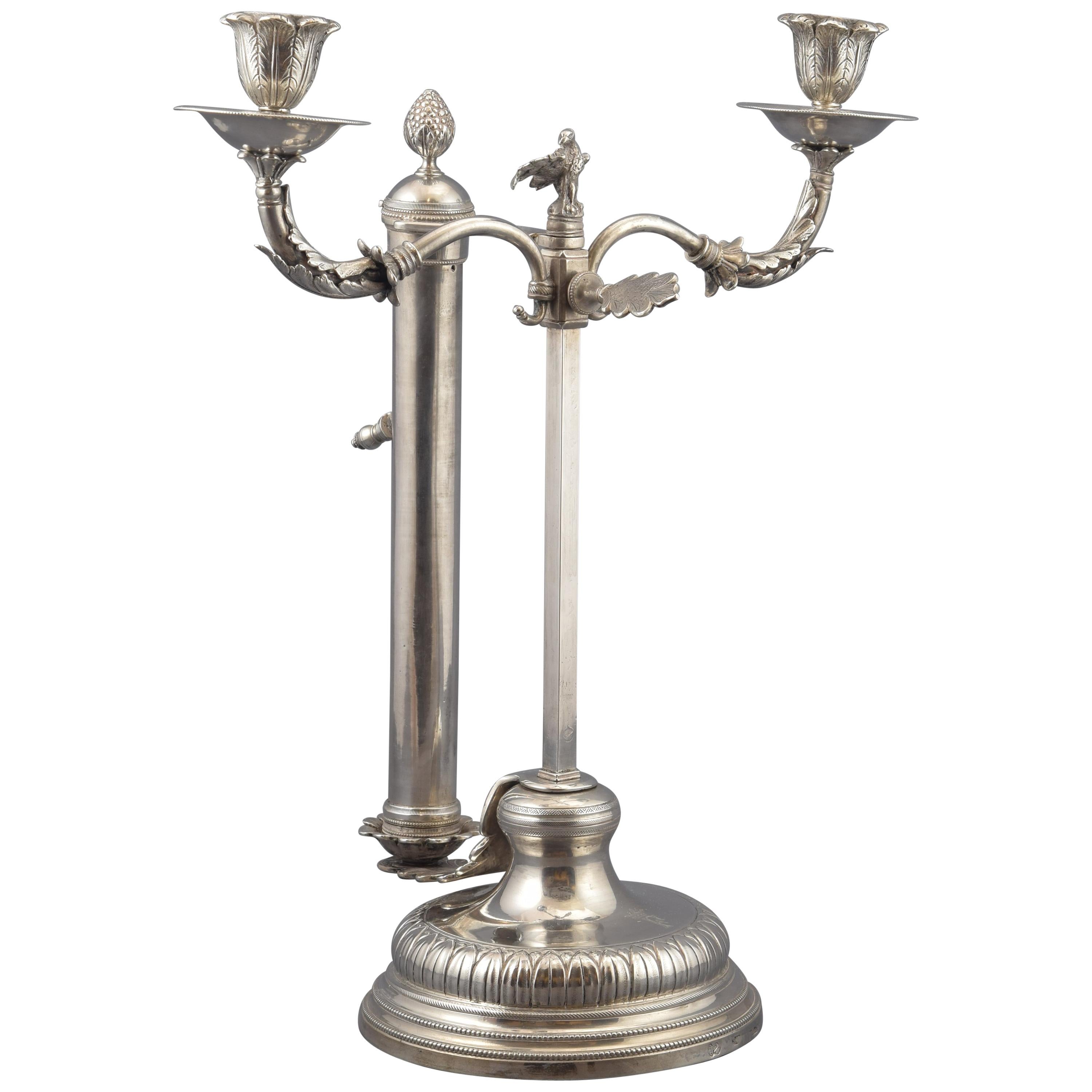 Solid Silver Lamp, with Hallmarks, Possibly Malaga, Spain, 19th Century For Sale