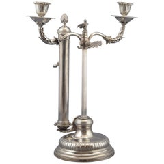 Solid Silver Lamp, with Hallmarks, Possibly Malaga, Spain, 19th Century