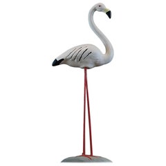 Retro Mid-20th Century Cast Stone Flamingo Sculpture