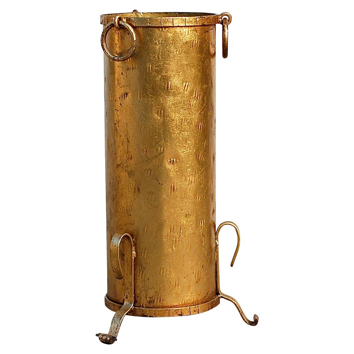 1970s Lightly Hammered Gilded Umbrella Stand