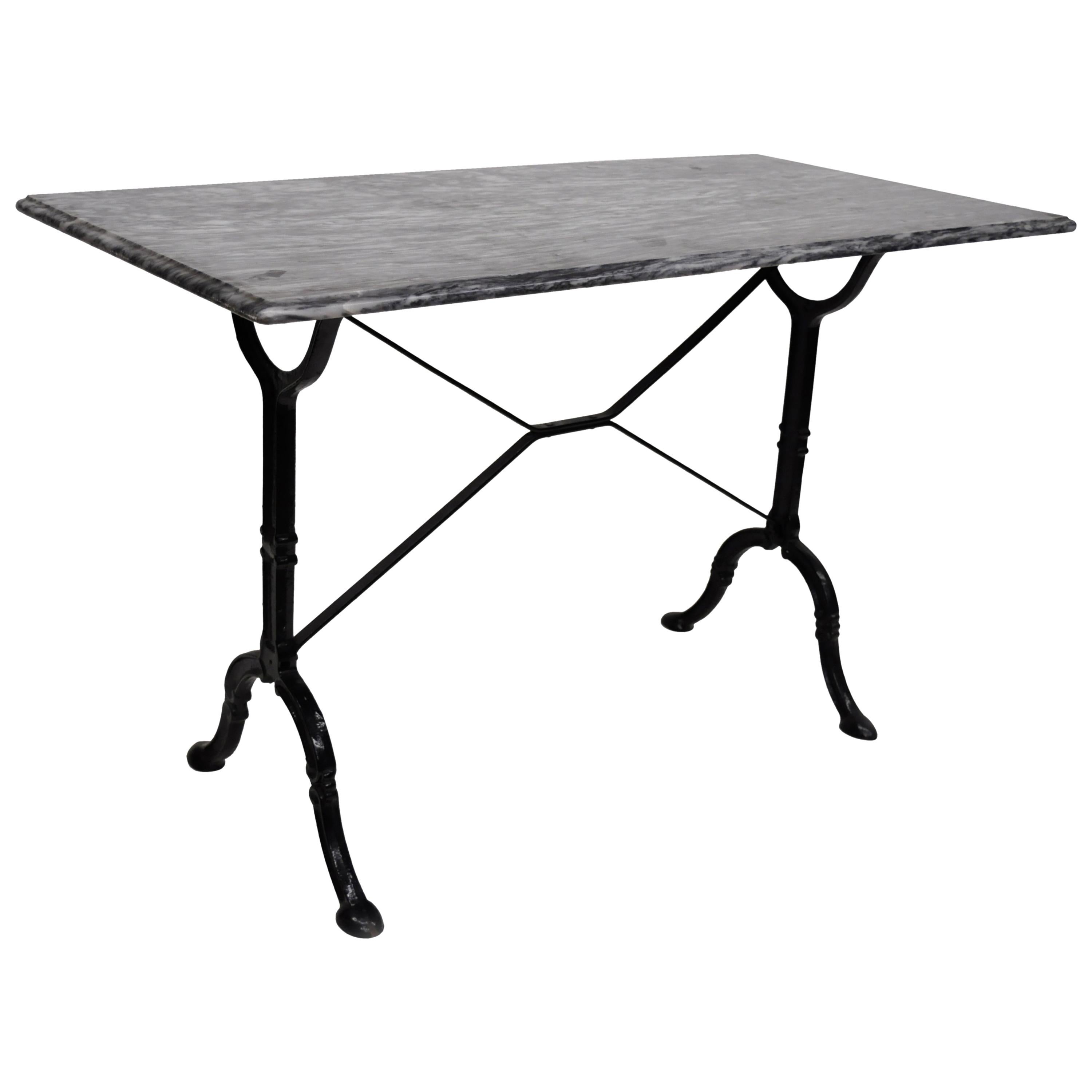 Cast Iron Marble-Top French Pastry Cafe Bistro Dining Table Desk