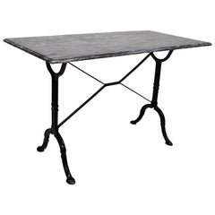 Retro Cast Iron Marble-Top French Pastry Cafe Bistro Dining Table Desk