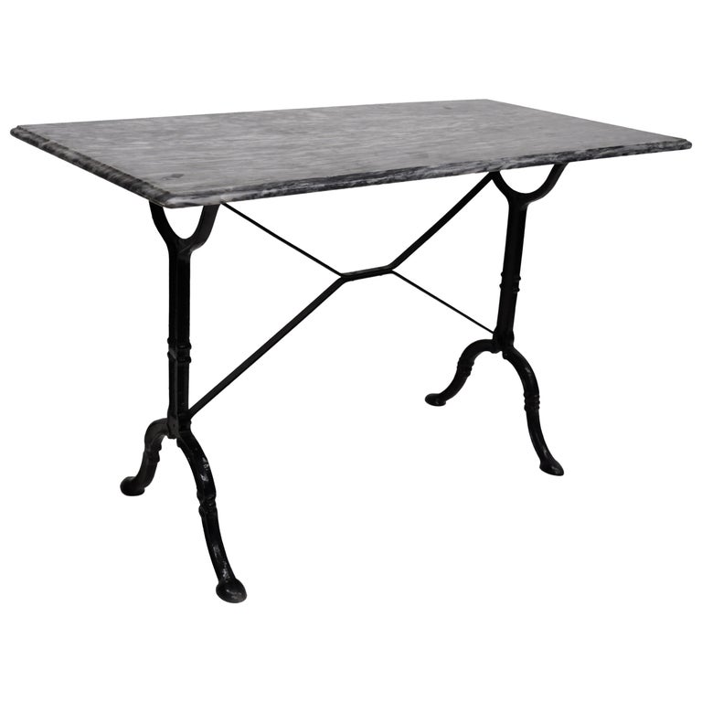 Cast Iron Marble-Top French Pastry Cafe Bistro Dining Table Desk at 1stDibs